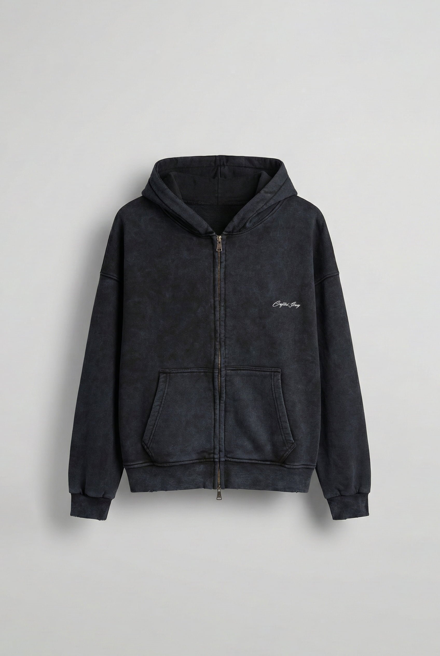 Erkek Relax Fit Yıkamalı Kapüşonlu Sweatshirt Siyah
