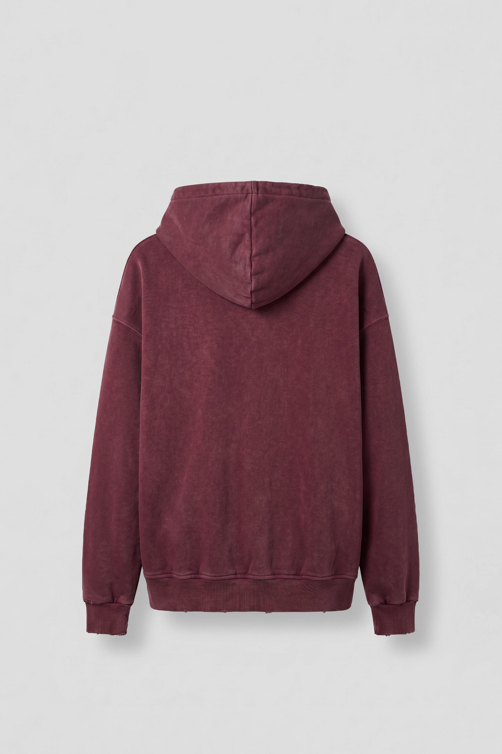 Erkek Relax Fit Yıkamalı Kapüşonlu Sweatshirt Bordo