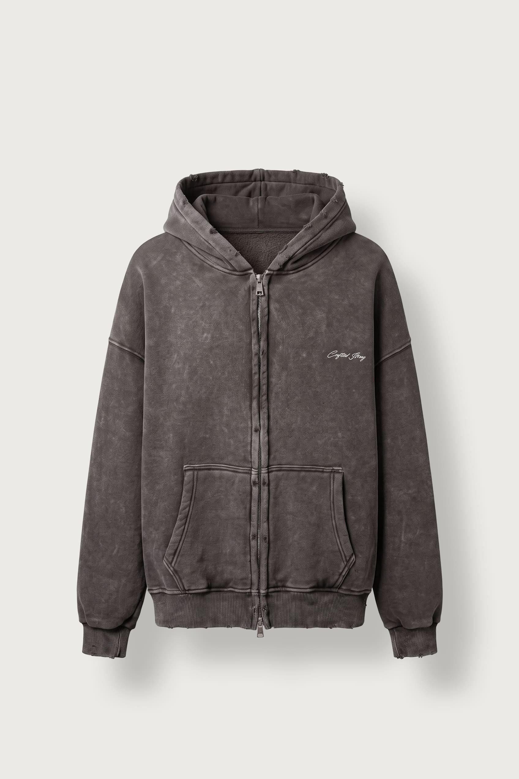 Erkek Relax Fit Yıkamalı Kapüşonlu Sweatshirt Kahve