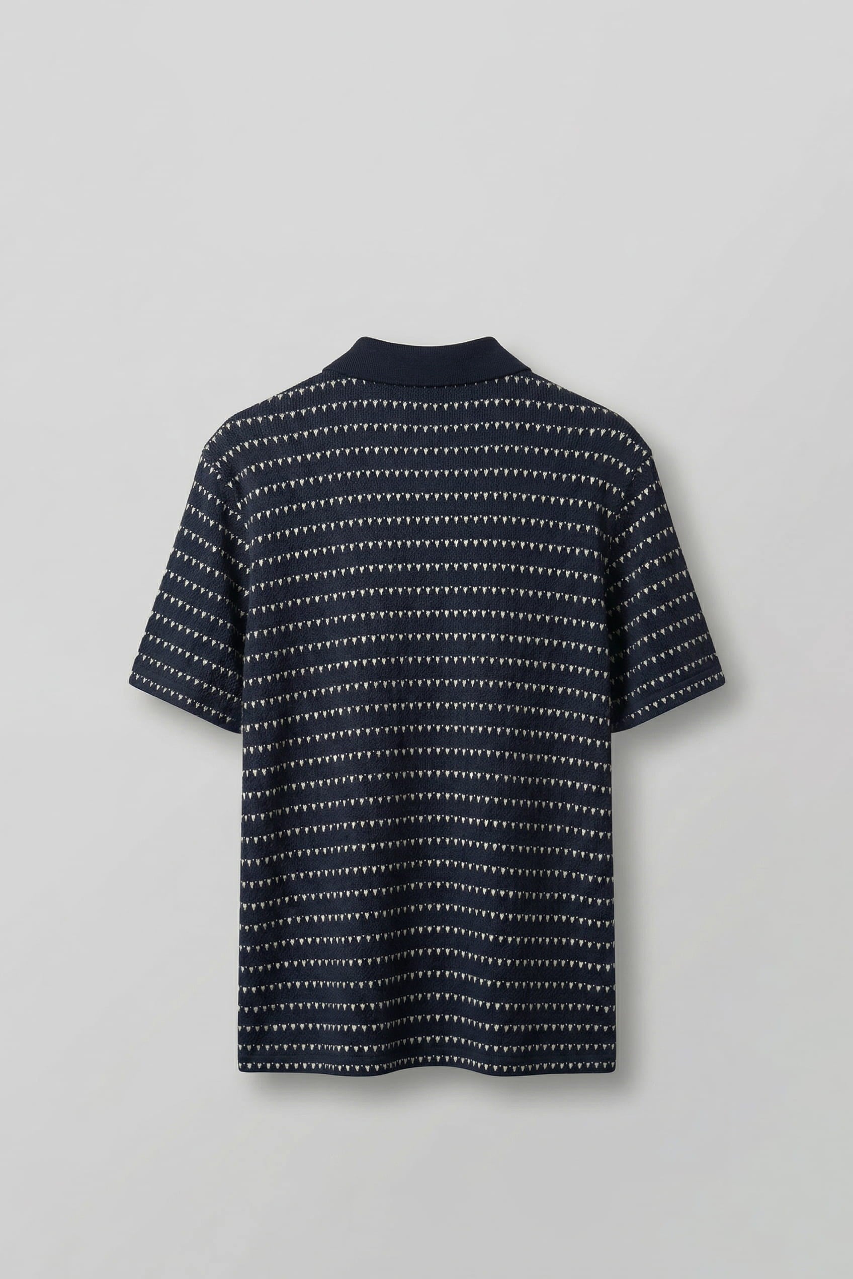 Erkek Relaxed Fit Ajurlu Örme Polo Yaka T-Shirt Lacivert