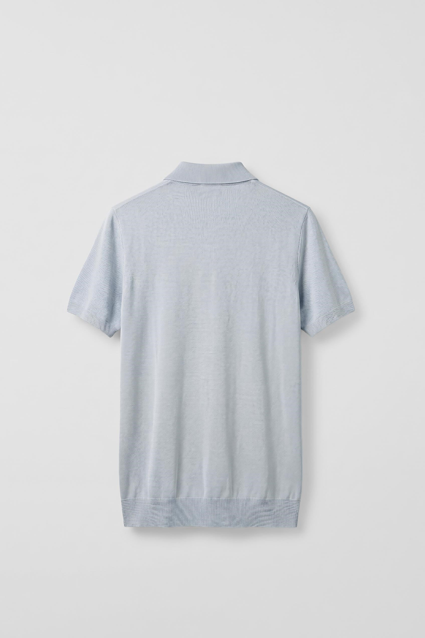 Erkek Relaxed Fit Dökümlü Polo Yaka Triko T-Shirt Açık Mavi