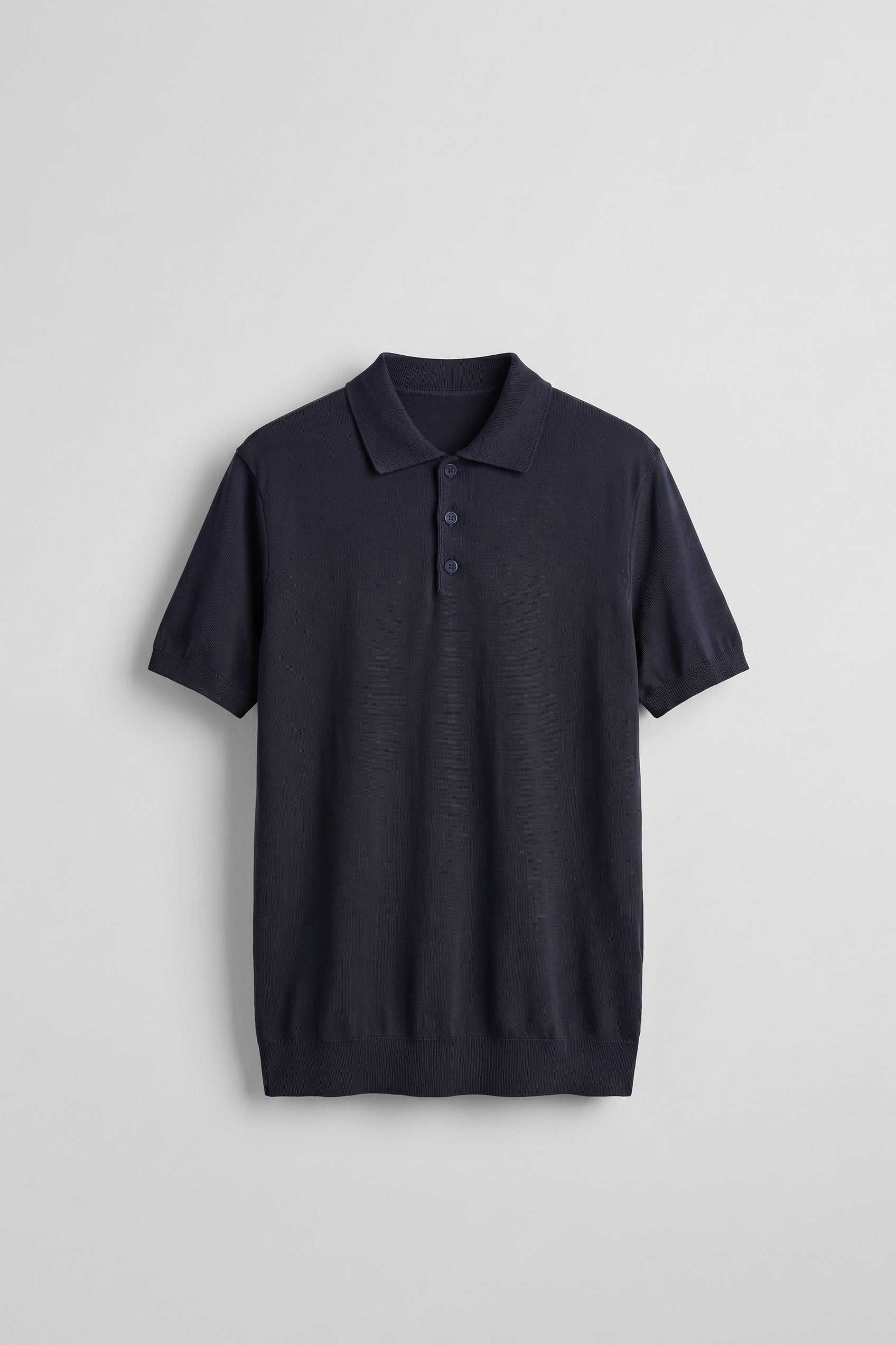 Erkek Relaxed Fit Dökümlü Polo Yaka Triko T-Shirt Lacivert