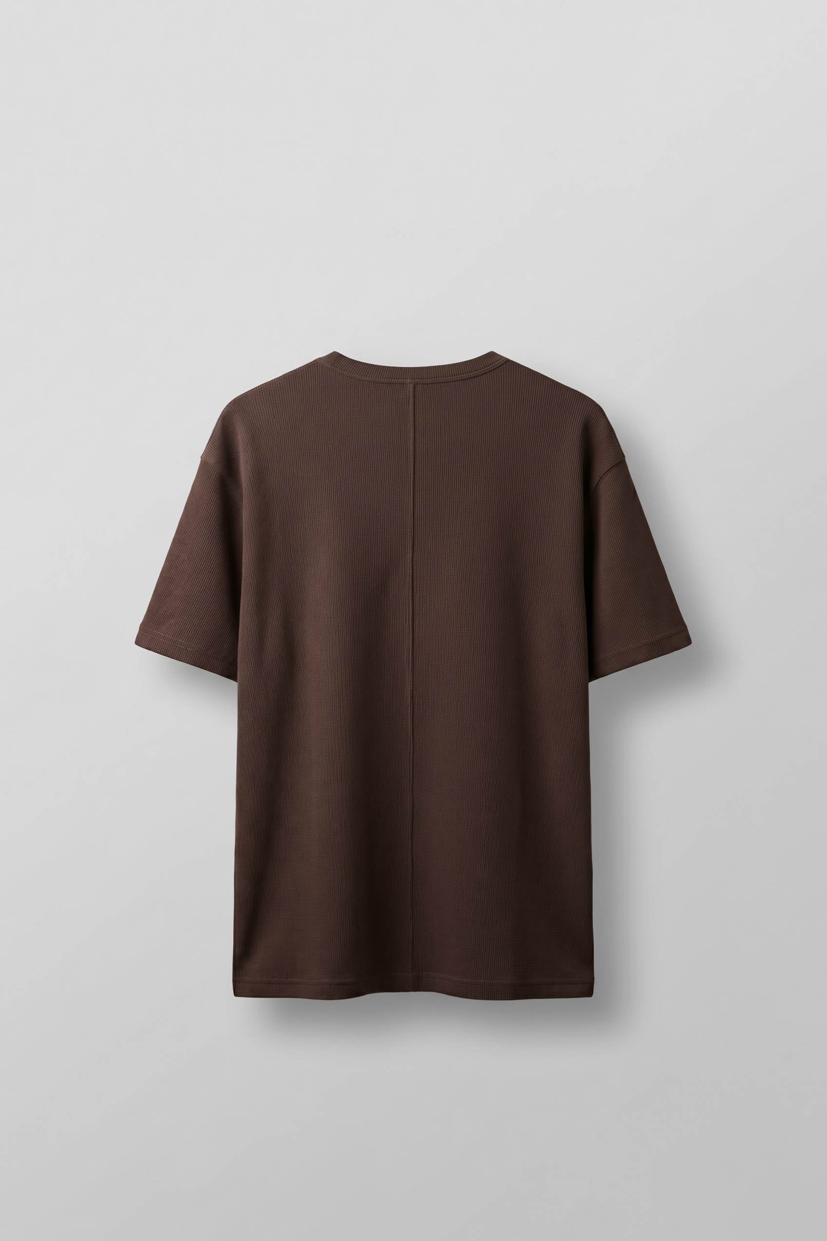 Erkek Relaxed Fit Fitilli Örme Düğmeli Yaka T-Shirt Kahverengi