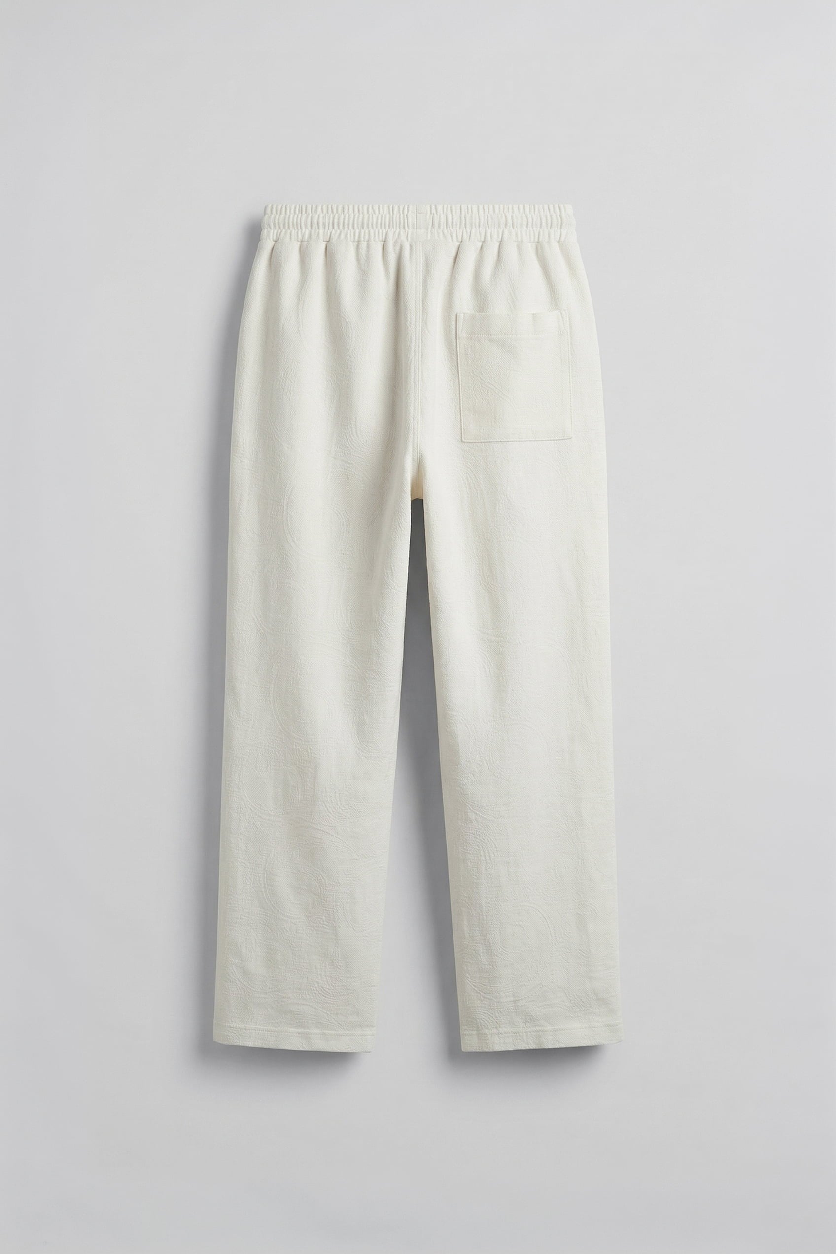 Erkek Relaxed Fit Jakar Desenli Bağcıklı Pantolon Ekru