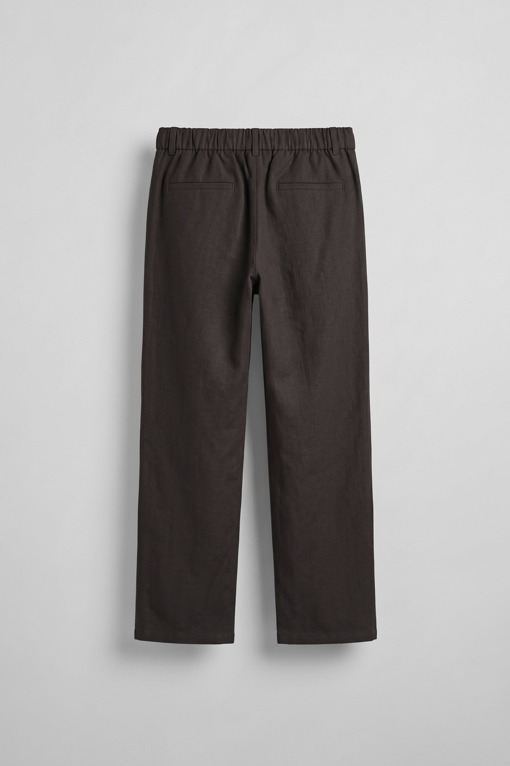 Erkek Relaxed Fit Keten Görünümlü Pantolon Koyu Kahve