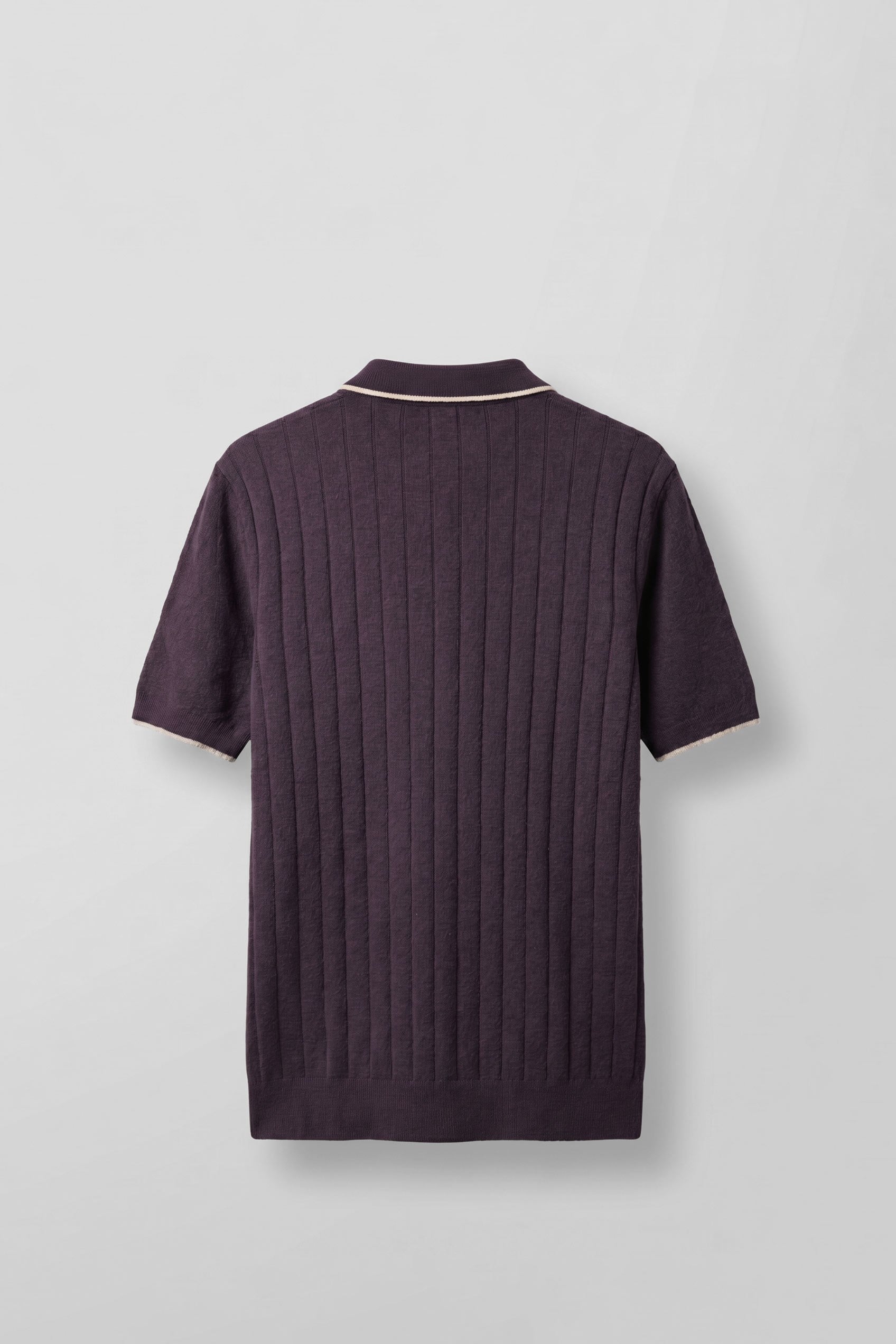 Erkek Relaxed Fit Pamuklu Havlu Polo Yaka Triko T-Shirt Mürdüm