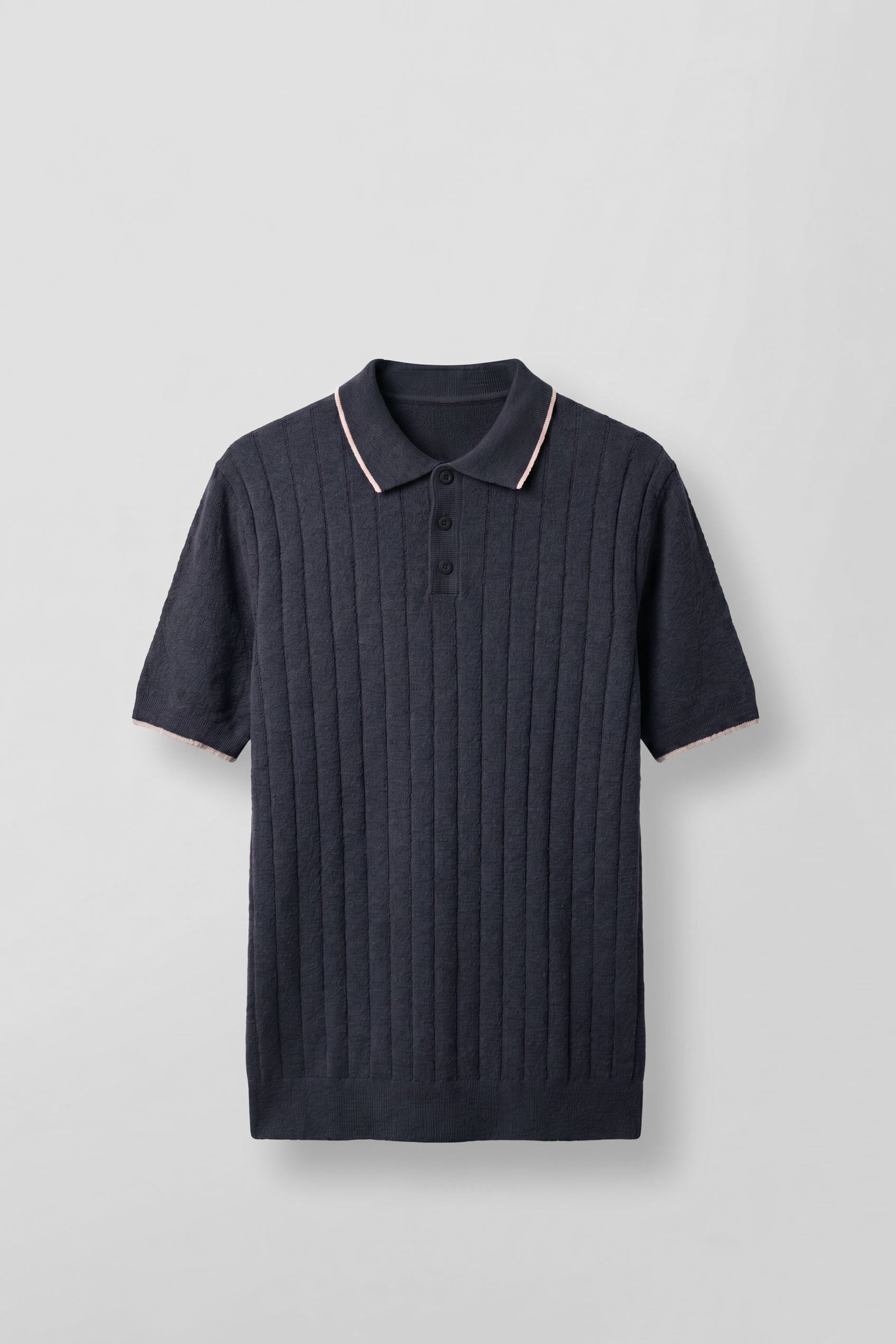 Erkek Relaxed Fit Pamuklu Havlu Polo Yaka Triko T-Shirt Lacivert