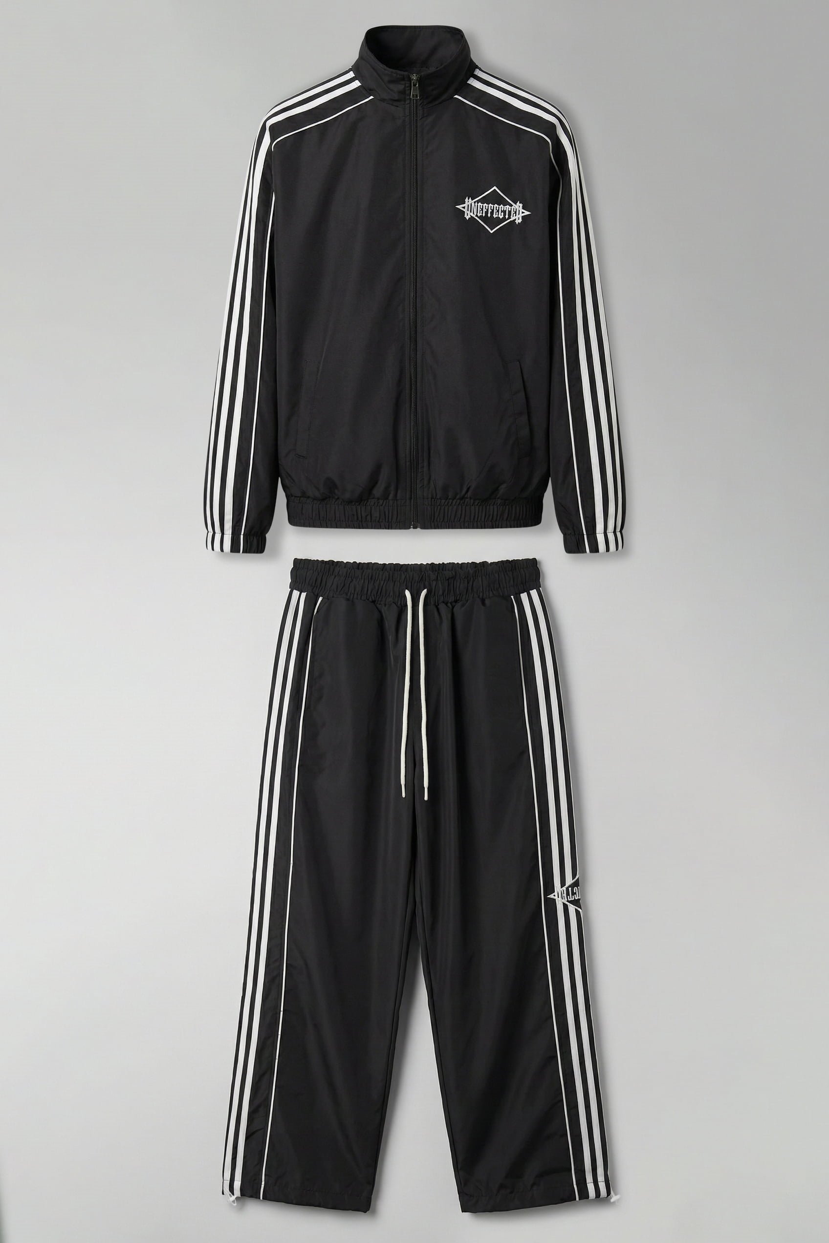 Erkek Relaxed Fit Şeritli Spor Eşofman Takımı Siyah