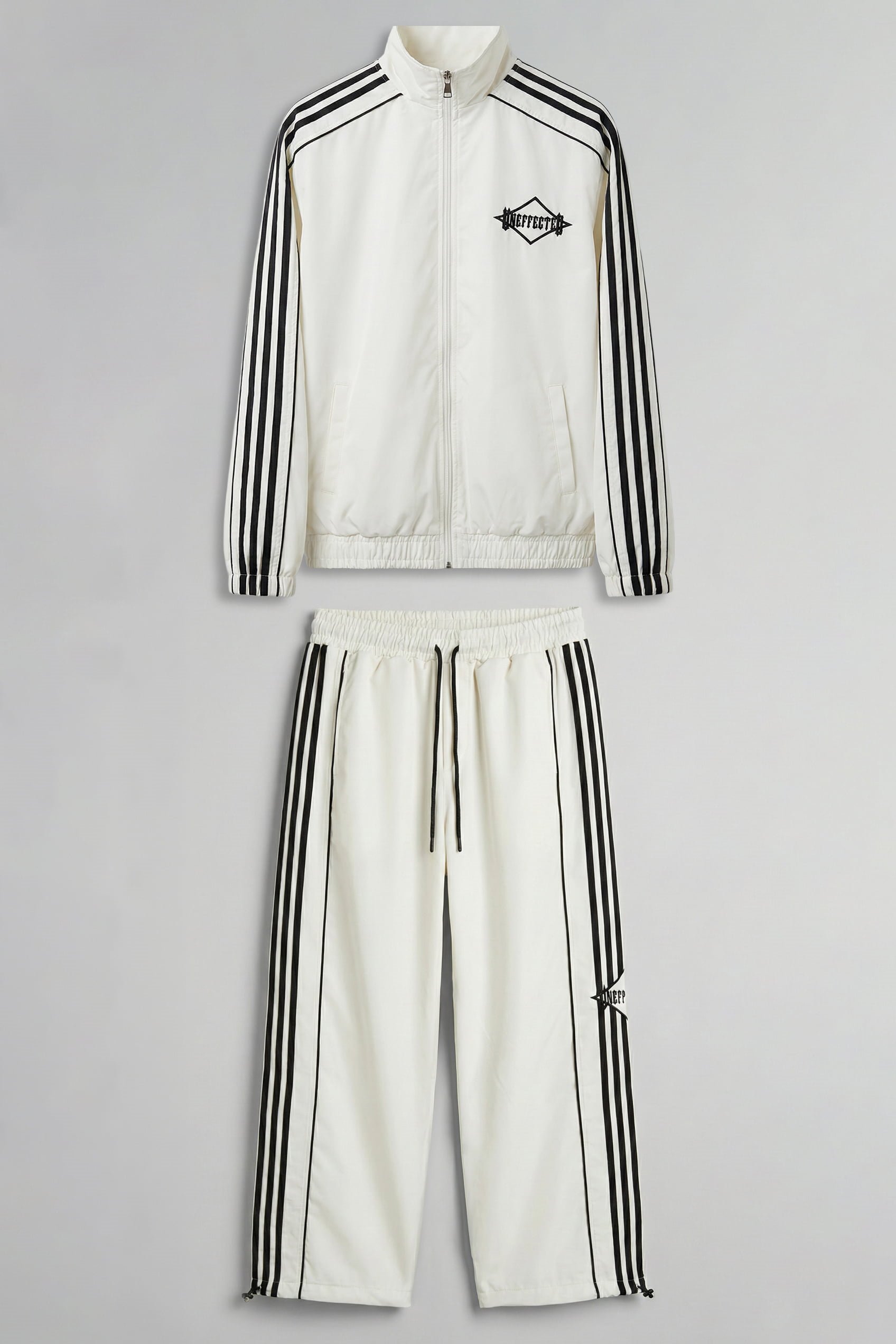 Erkek Relaxed Fit Şeritli Spor Eşofman Takımı Ekru
