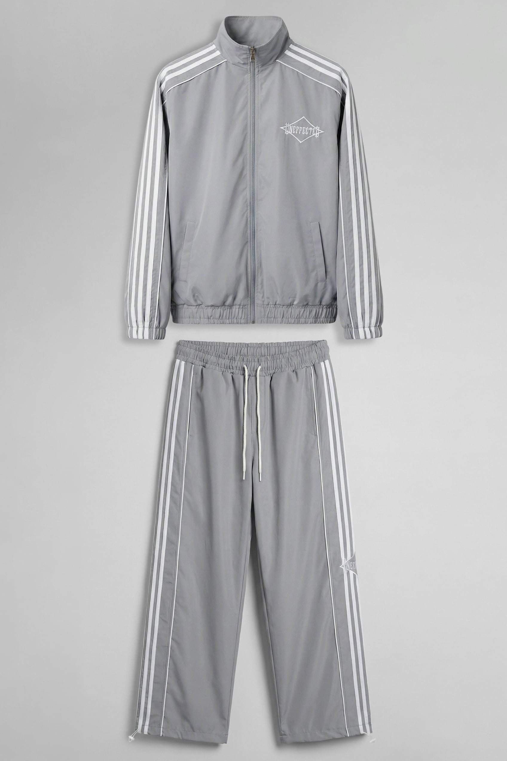 Erkek Relaxed Fit Şeritli Spor Eşofman Takımı Gri