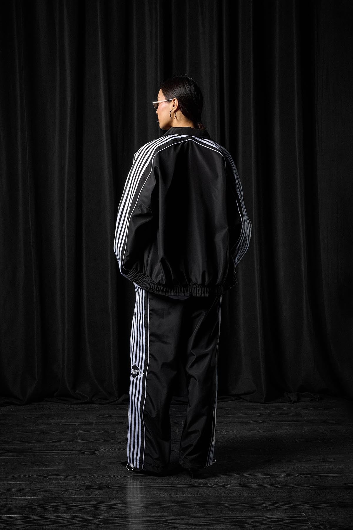 Erkek Relaxed Fit Şeritli Spor Eşofman Takımı Siyah