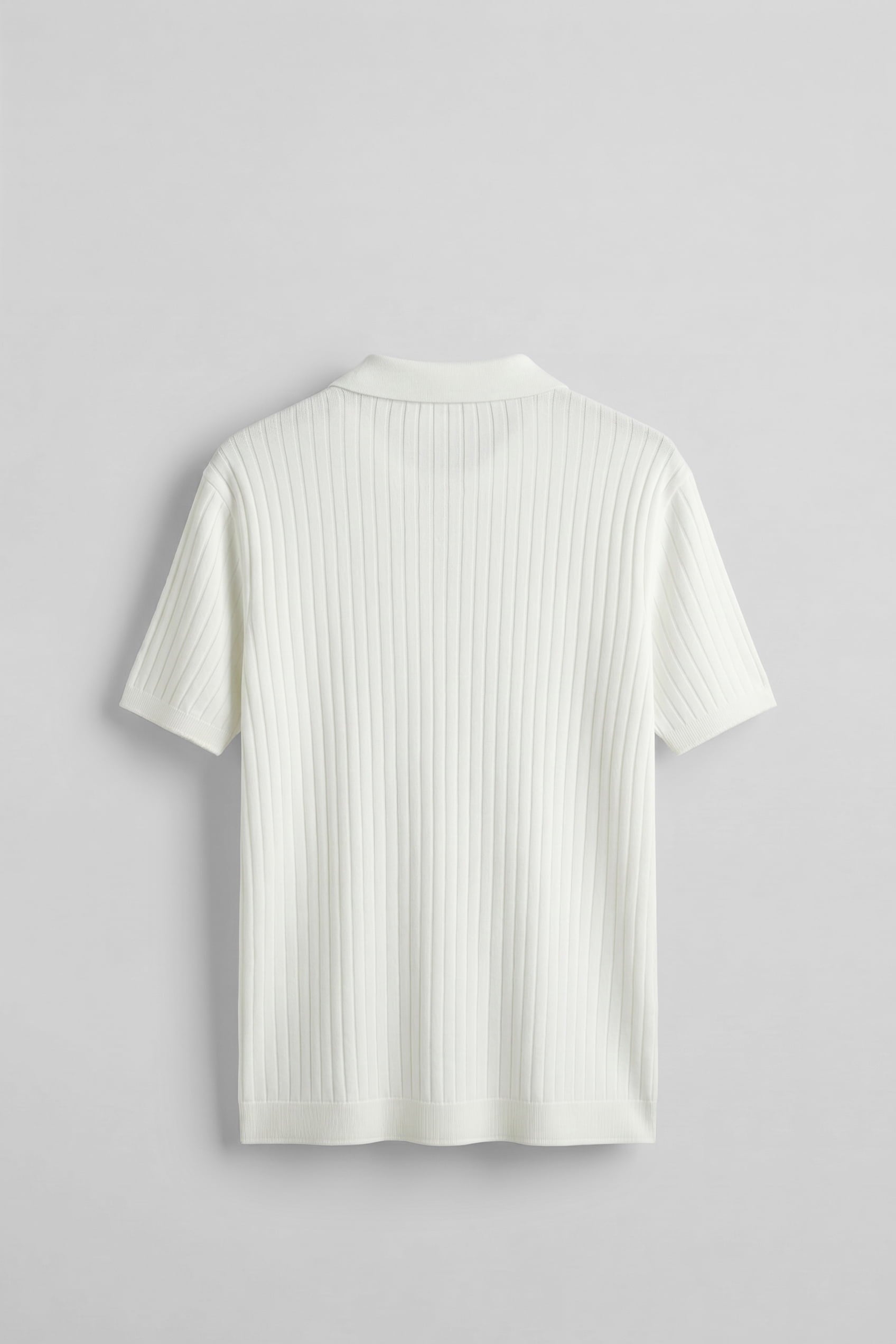 Erkek Relaxed Fit Uzun Boy Fitilli Triko Polo Yaka T-Shirt Beyaz