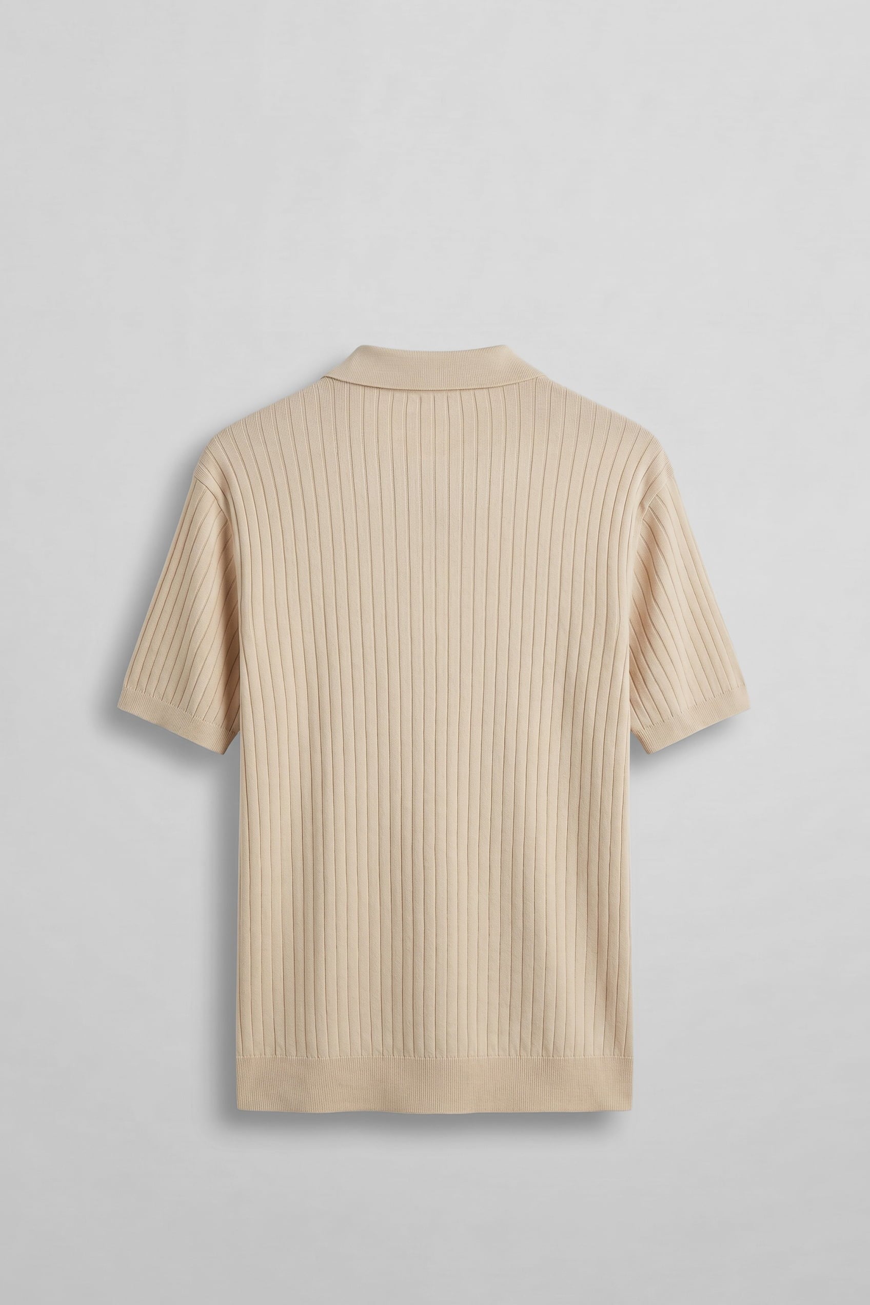 Erkek Relaxed Fit Uzun Boy Fitilli Triko Polo Yaka T-Shirt Bej