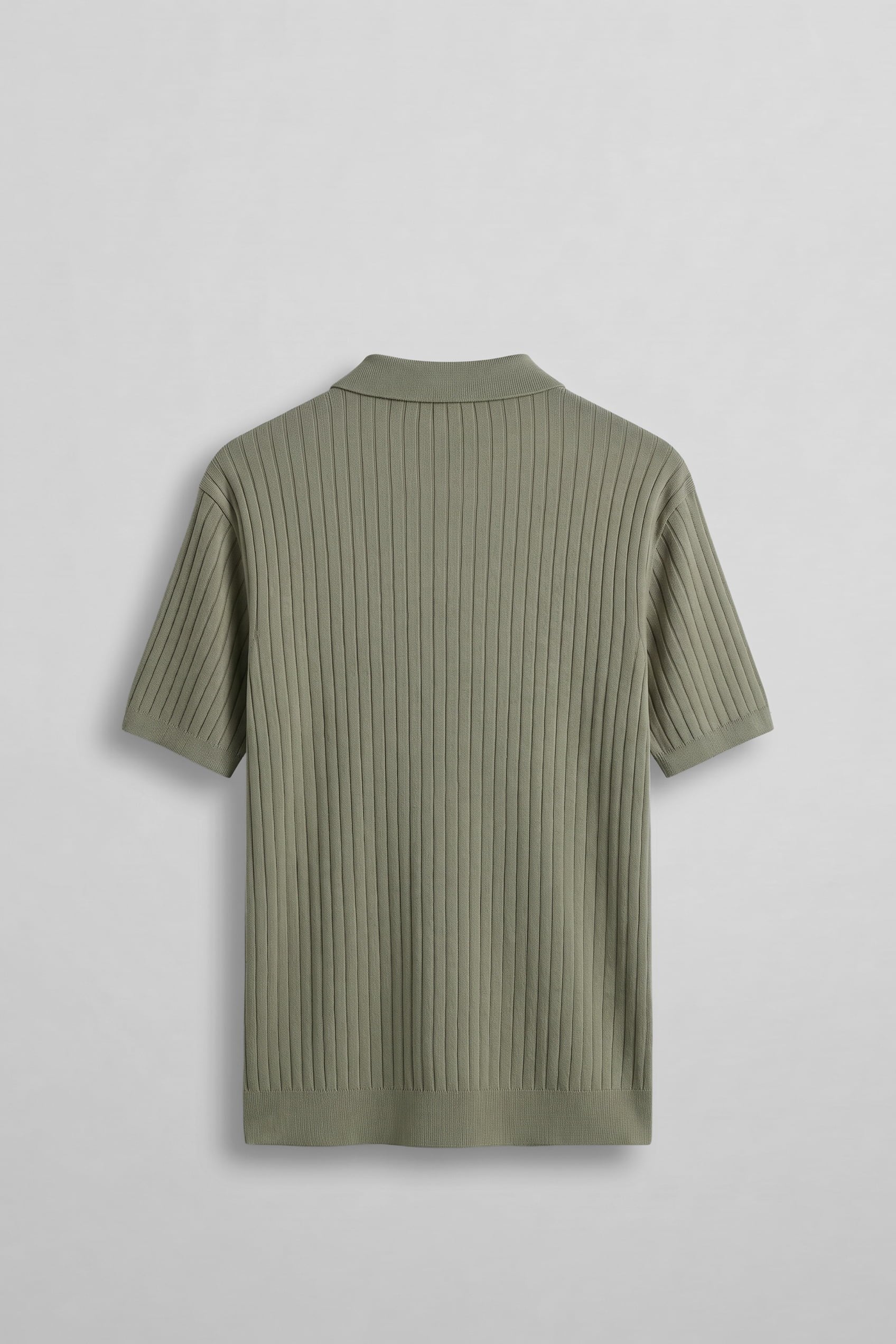 Erkek Relaxed Fit Uzun Boy Fitilli Triko Polo Yaka T-Shirt Haki