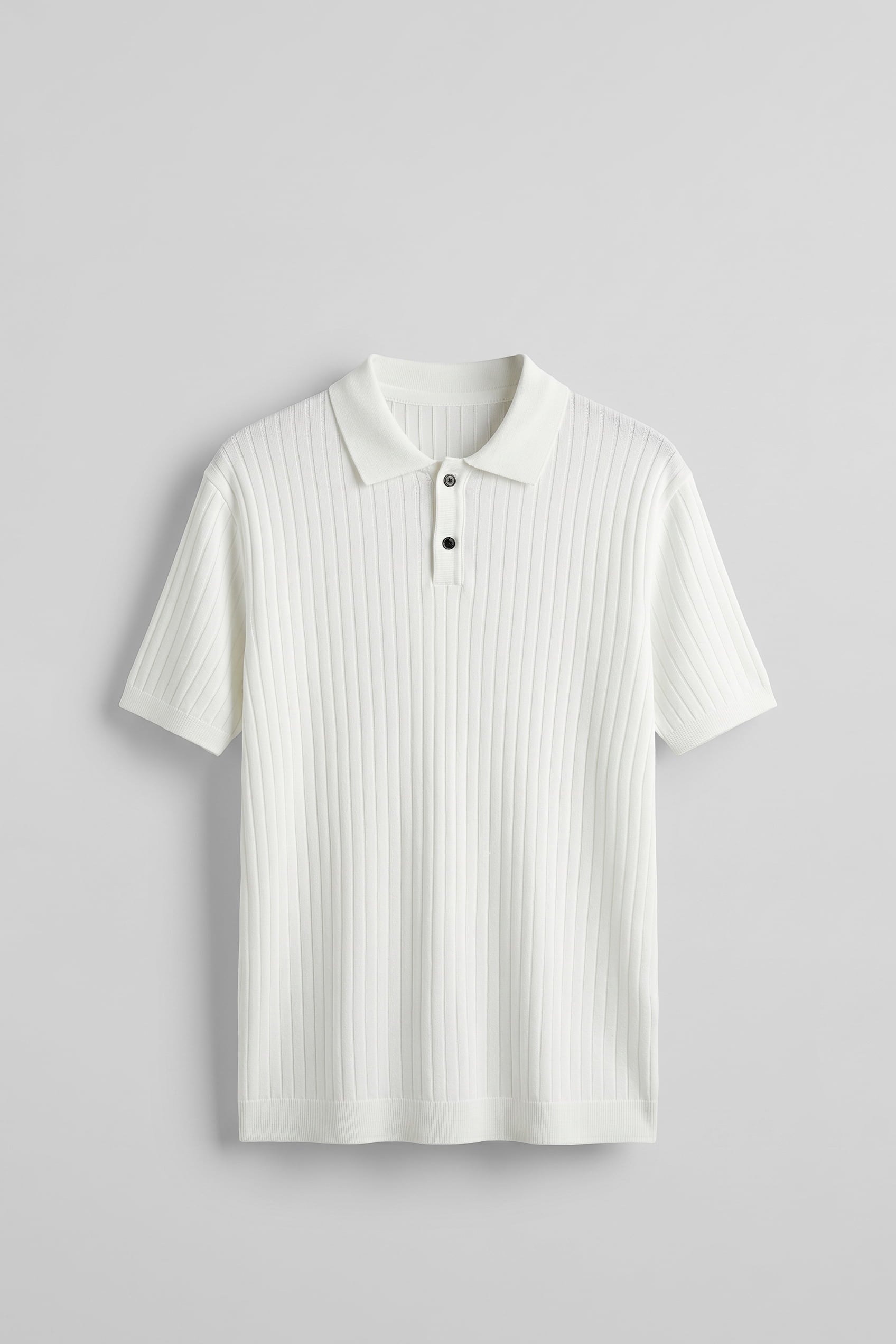Erkek Relaxed Fit Uzun Boy Fitilli Triko Polo Yaka T-Shirt Beyaz