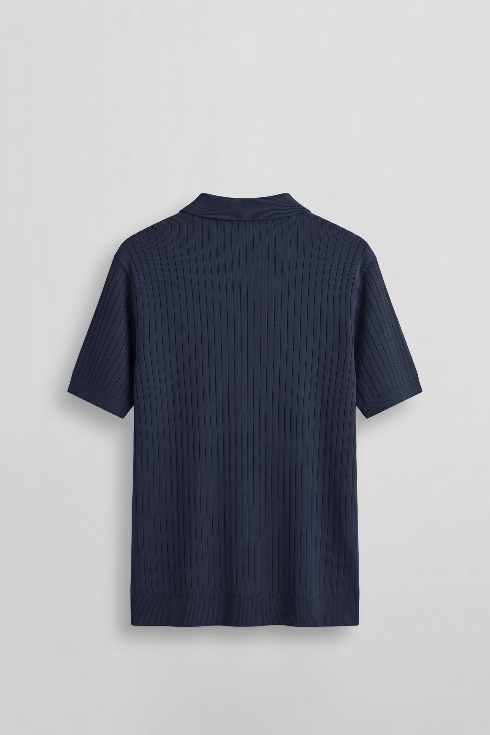 Erkek Relaxed Fit Uzun Boy Fitilli Triko Polo Yaka T-Shirt Lacivert
