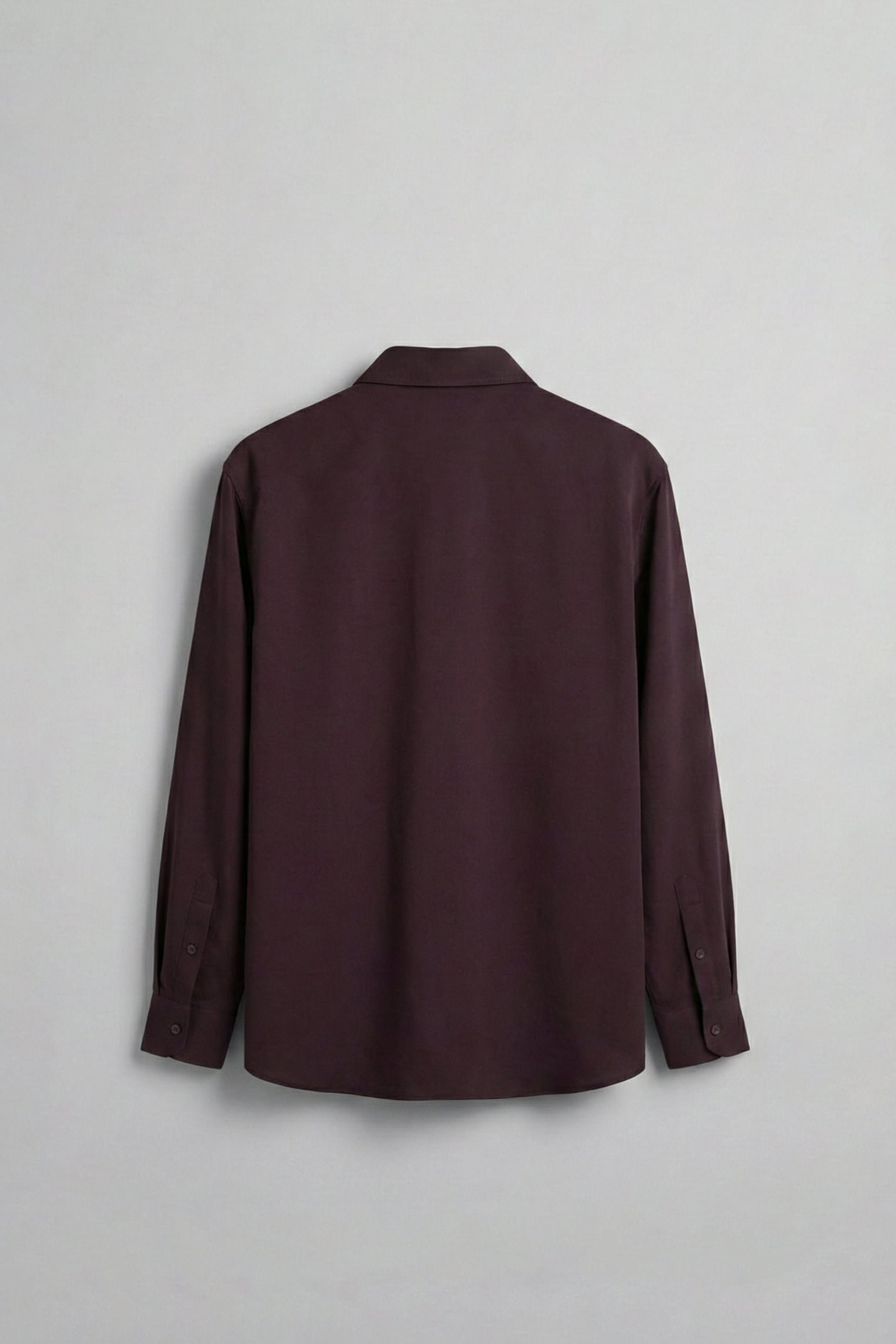 Erkek Relaxed Fit Uzun Kollu Basic Gömlek Mürdüm