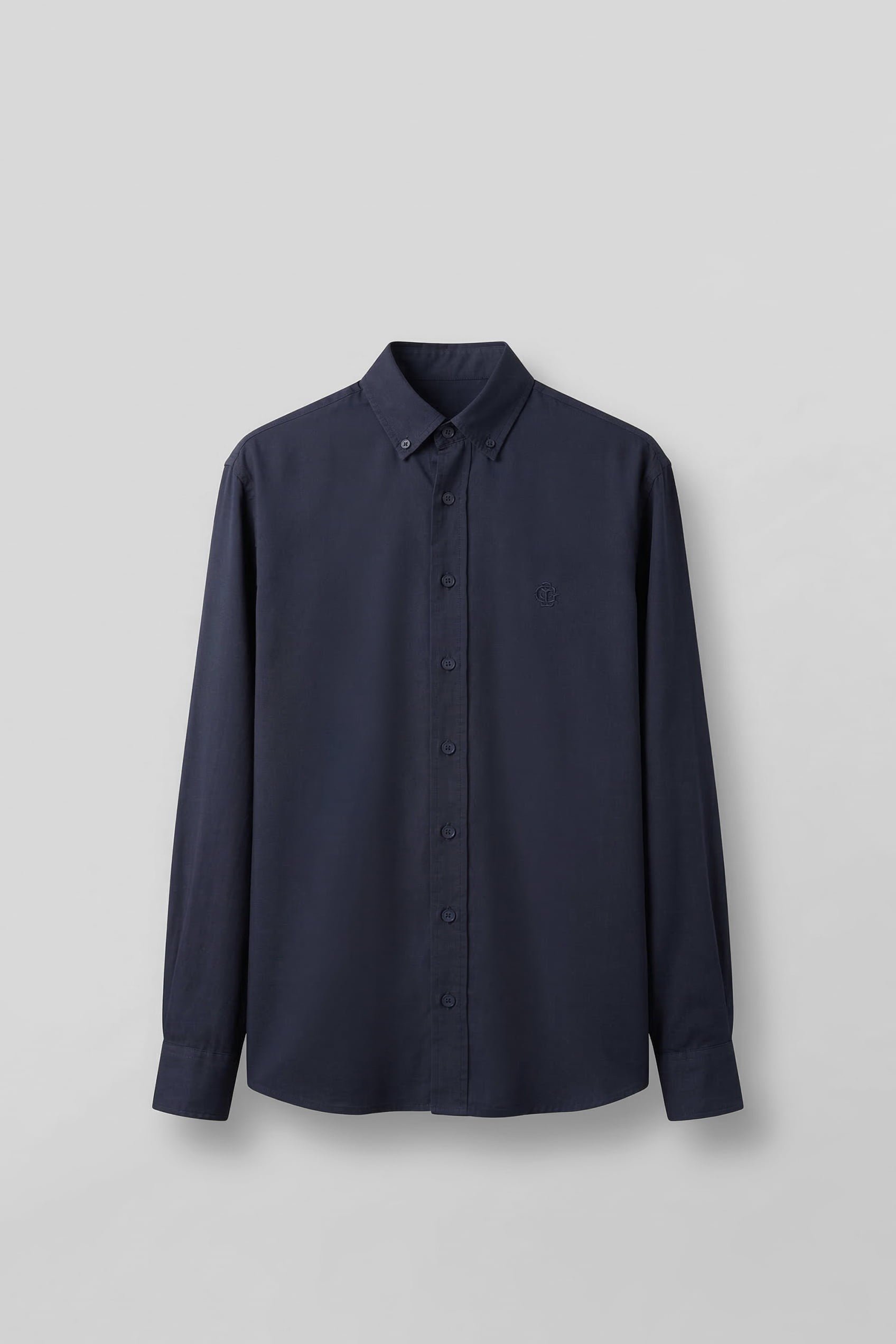 Erkek Relaxed Minimal Nakışlı Basic Tencel Gömlek Lacivert