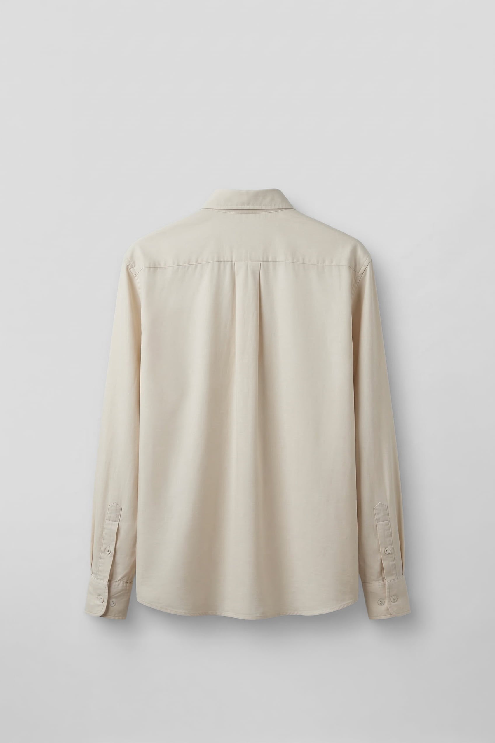 Erkek Relaxed Minimal Nakışlı Basic Tencel Gömlek Bej