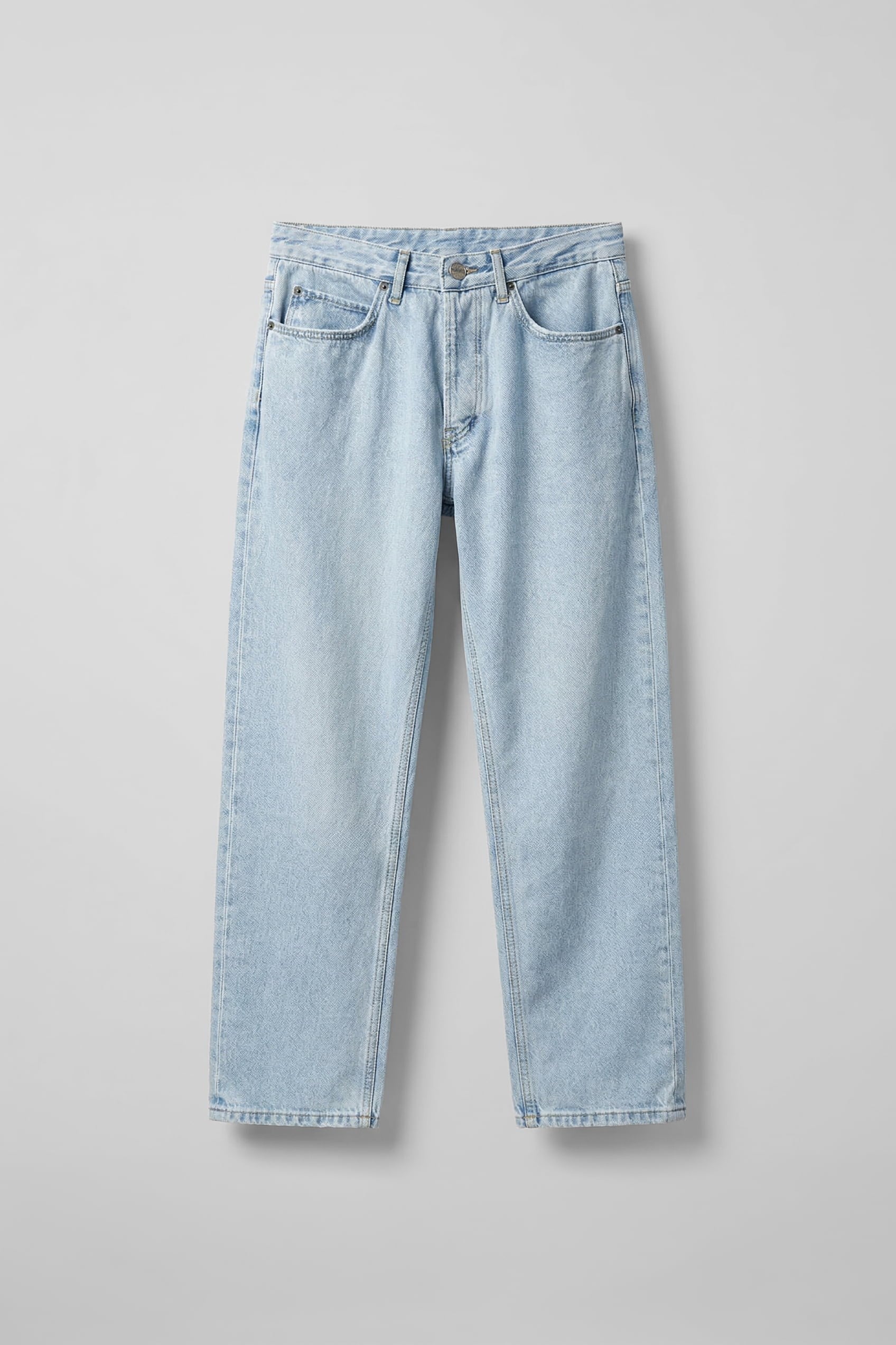 Erkek Relaxed Straight Fit Basic Jean Buz Mavi