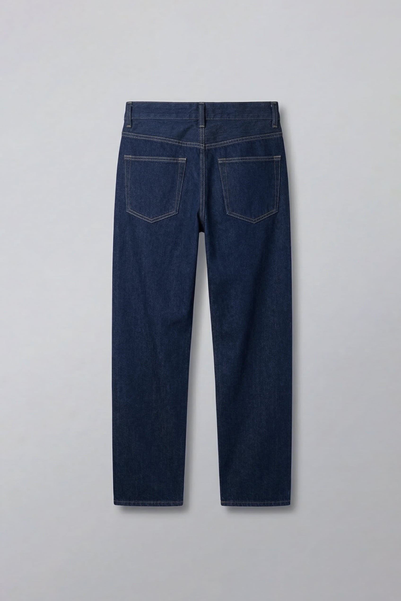 Erkek Relaxed Straight Fit Kontrast Dikişli Jean Pantolon Lacivert