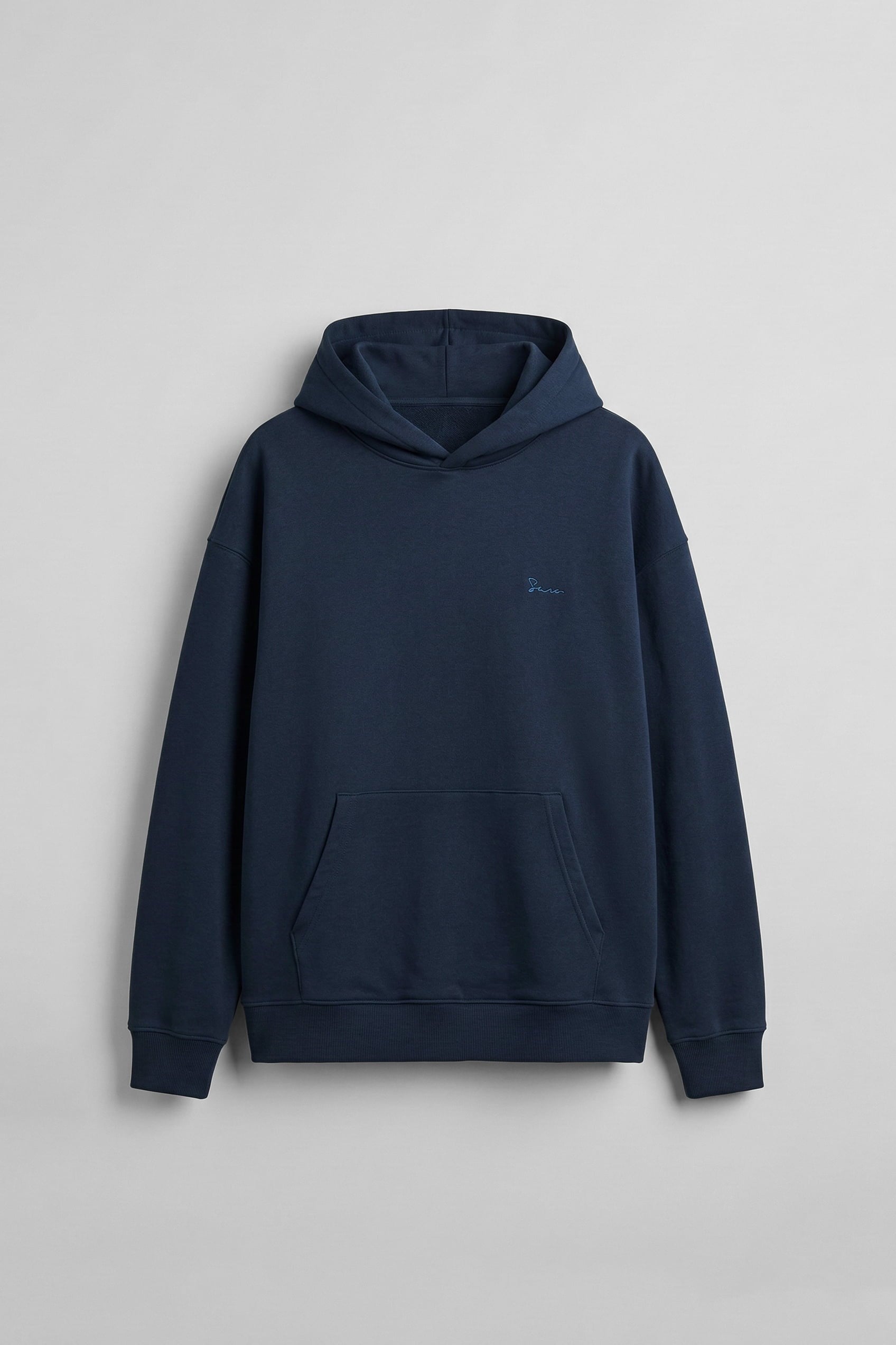 Erkek Sırt Yamalı Oversize Premium Kumaş Hoodie Lacivert