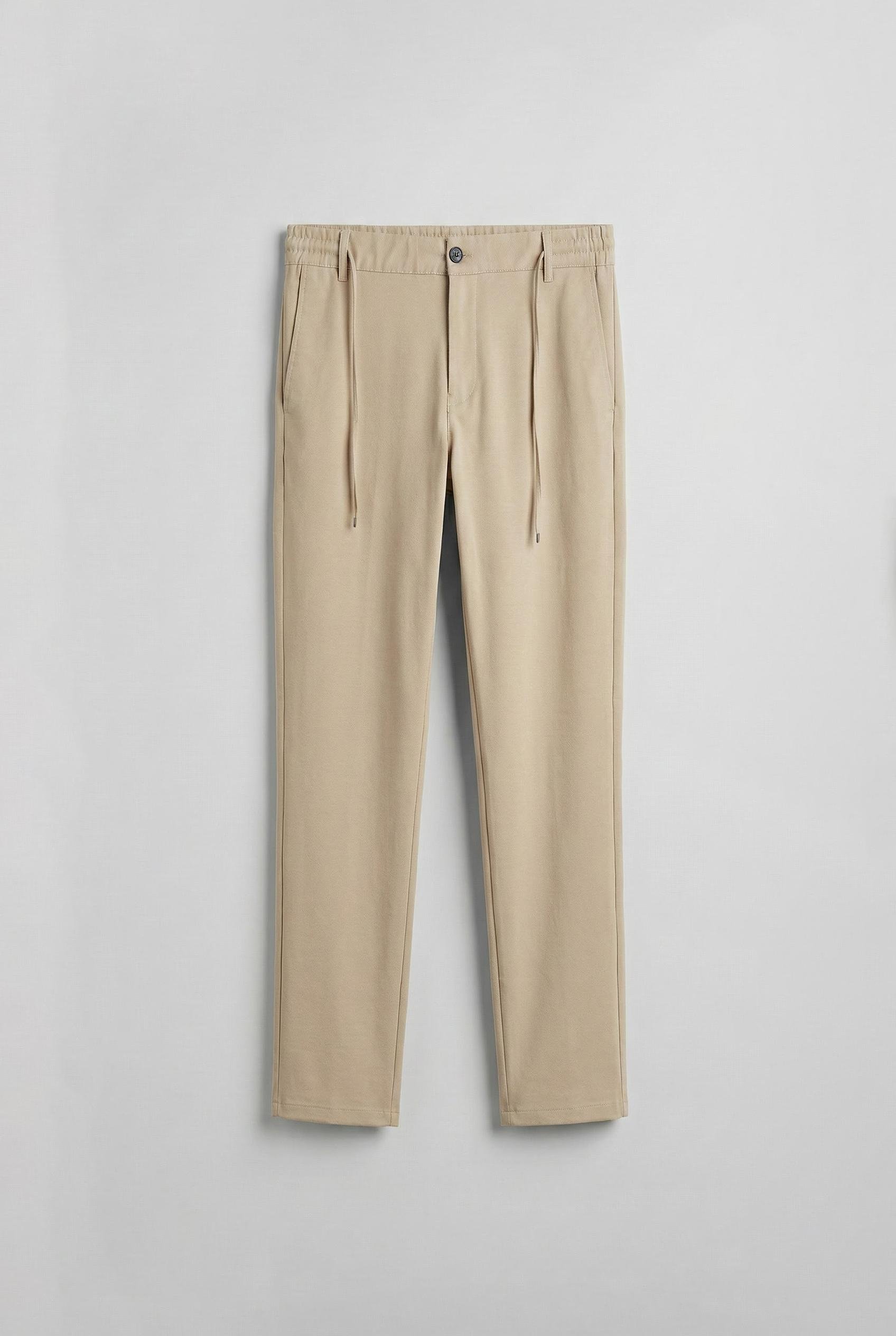 Erkek Slim Fit Bağcıklı Kumaş Pantolon Bej
