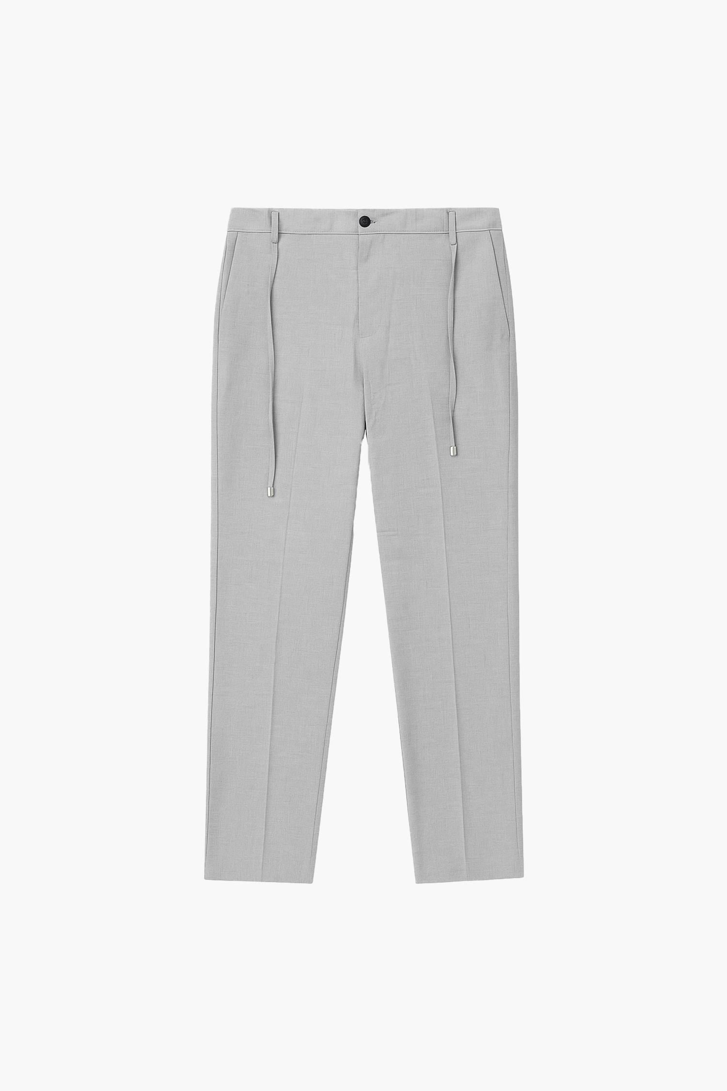 Erkek Slim Fit Bağcıklı Kumaş Pantolon Gri