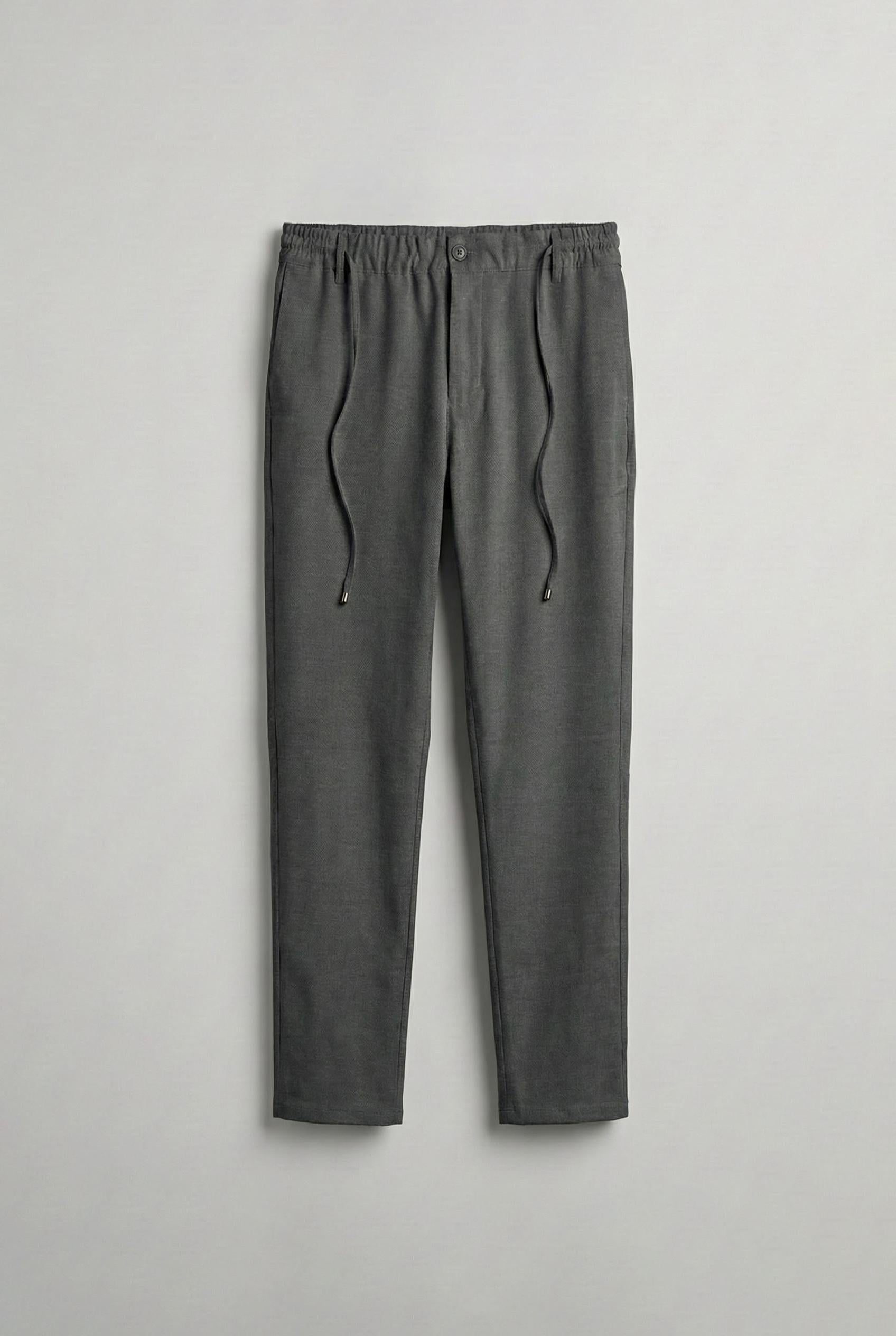 Erkek Slim Fit Bağcıklı Kumaş Pantolon Antrasit