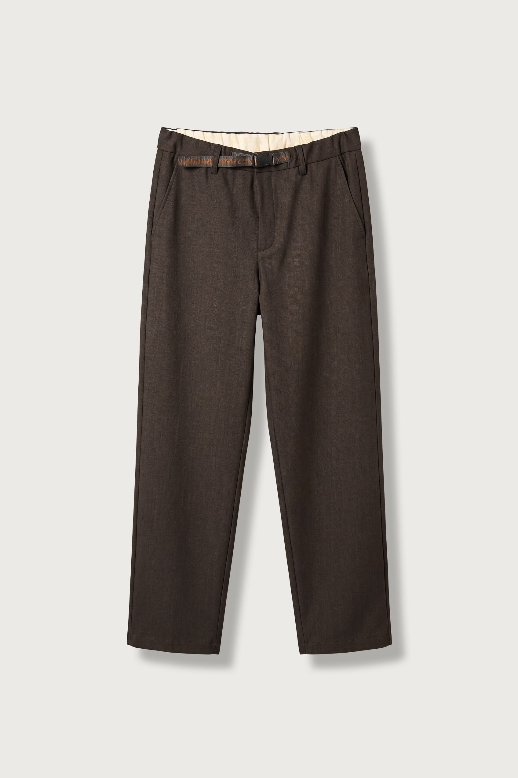 Erkek Slim Fit Beli Lastikli Kumaş Pantolon Kahverengi