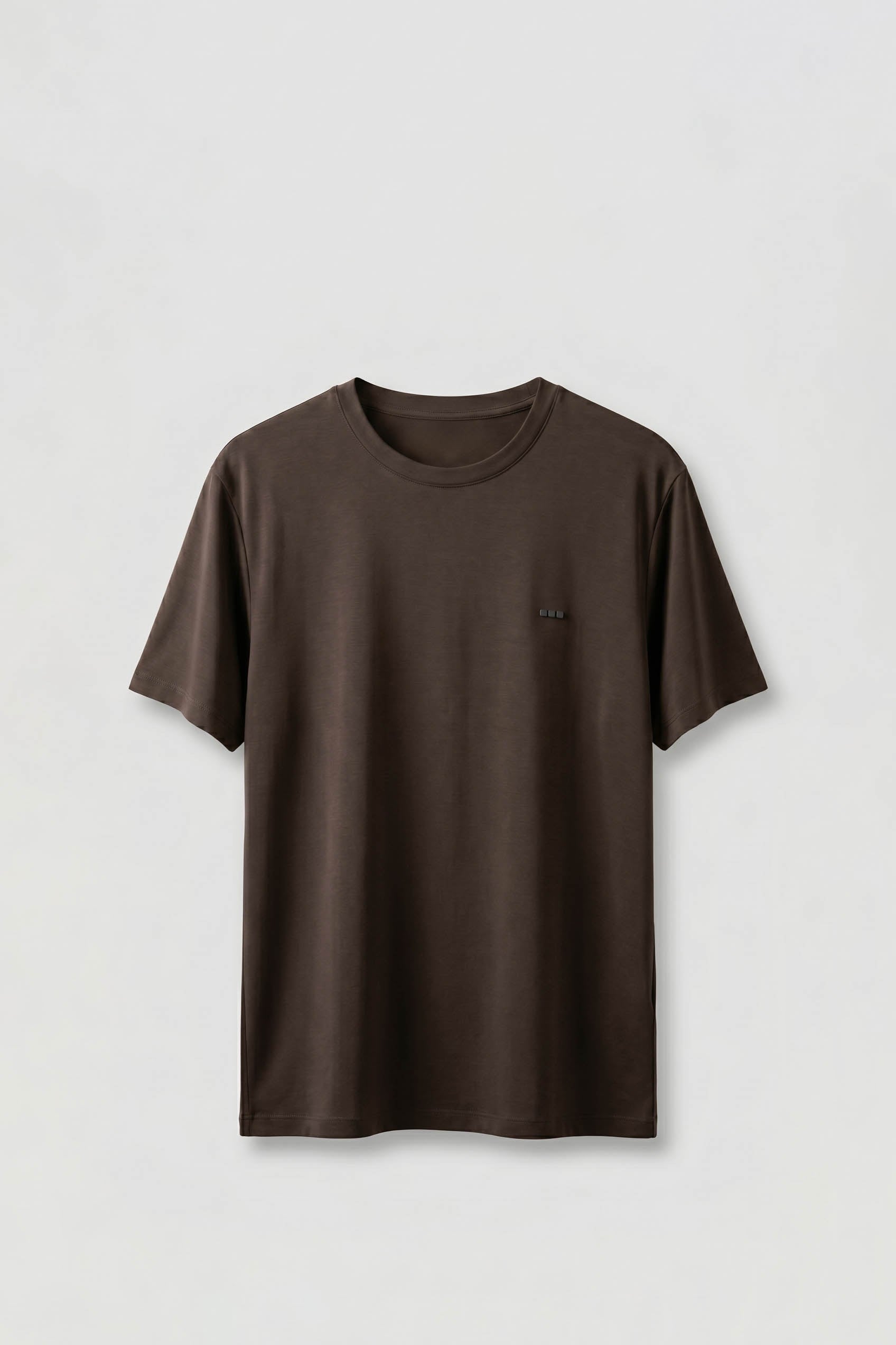 Erkek Slim Fit Bisiklet Yaka Basic T-Shirt Kahverengi
