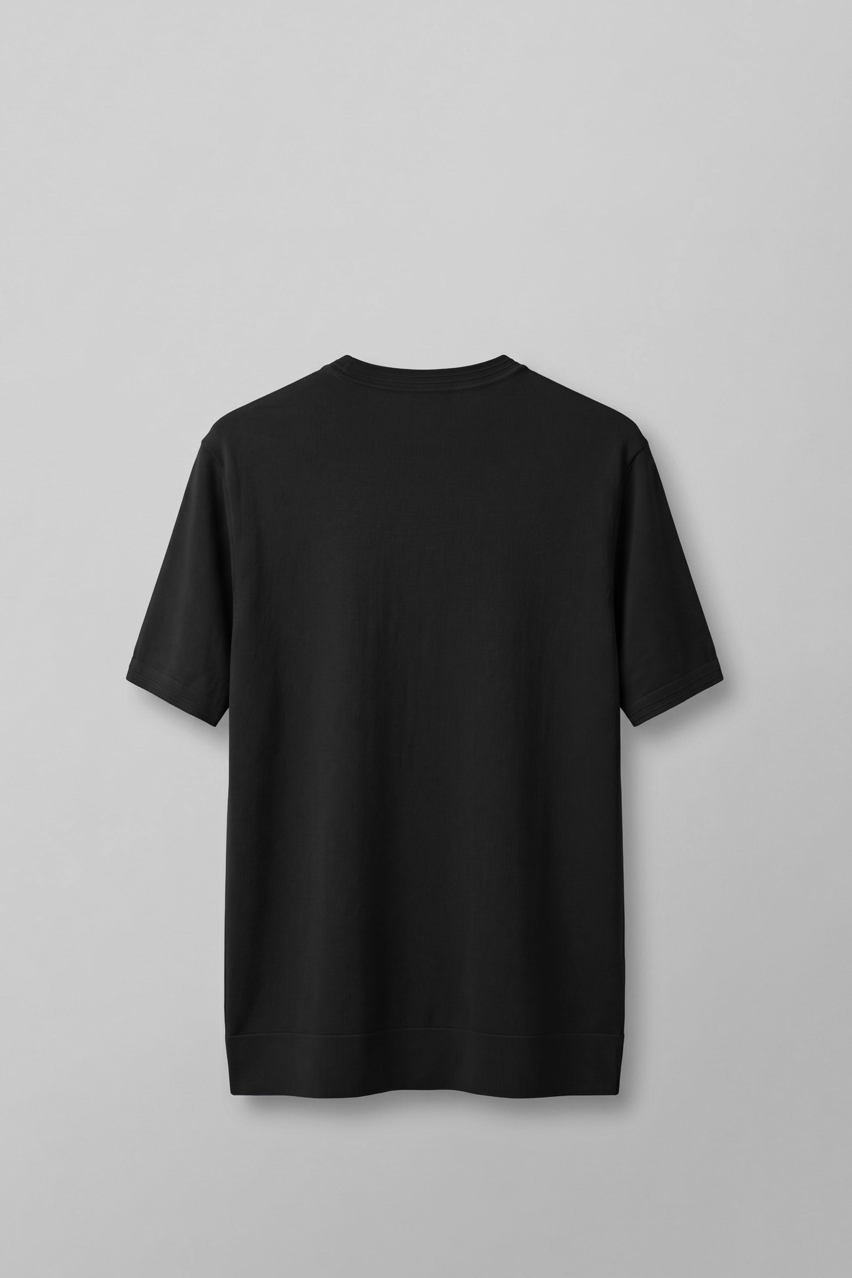 Erkek Slim Fit Bisiklet Yaka Triko Yaka T-Shirt Siyah