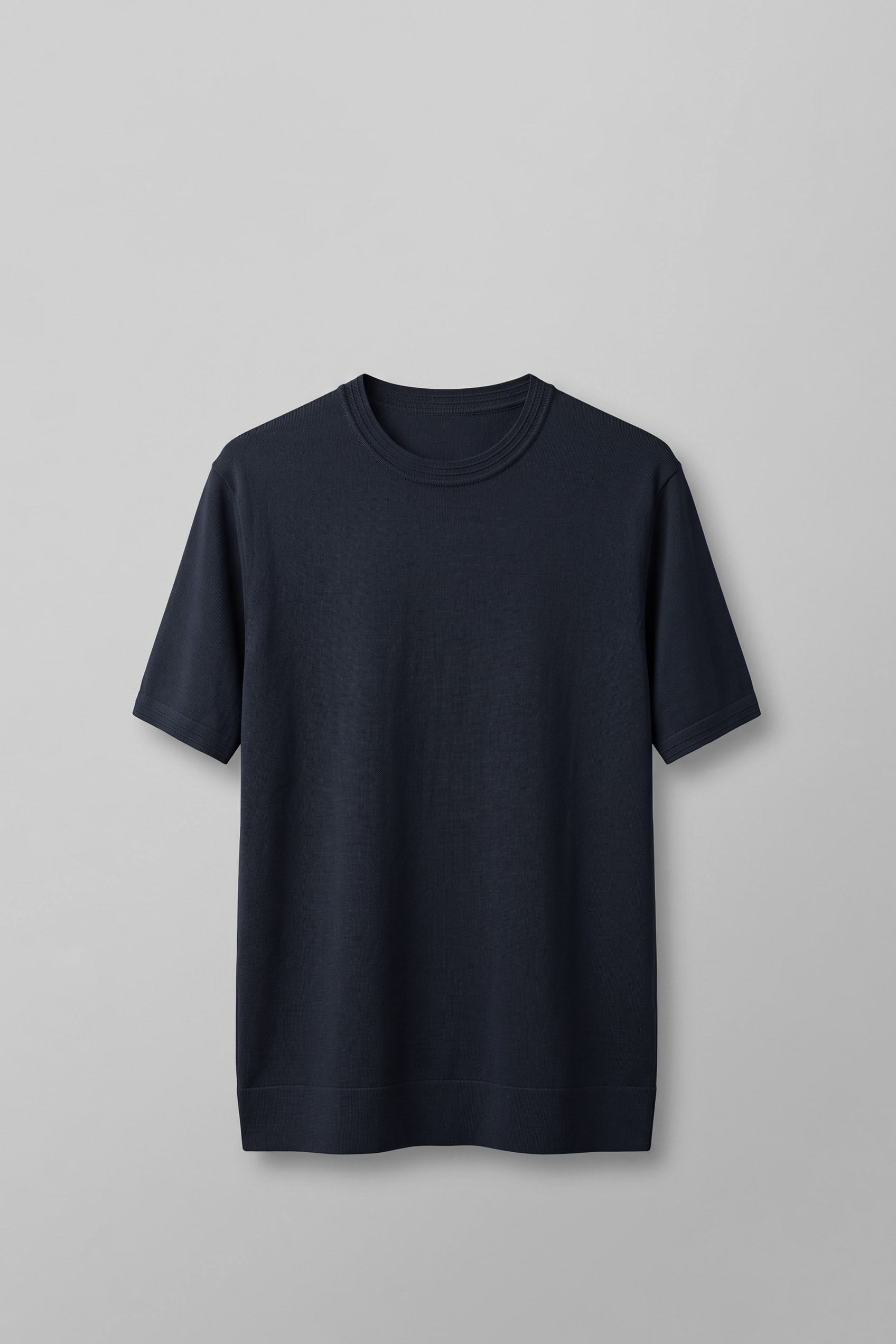 Erkek Slim Fit Bisiklet Yaka Triko Yaka T-Shirt Lacivert