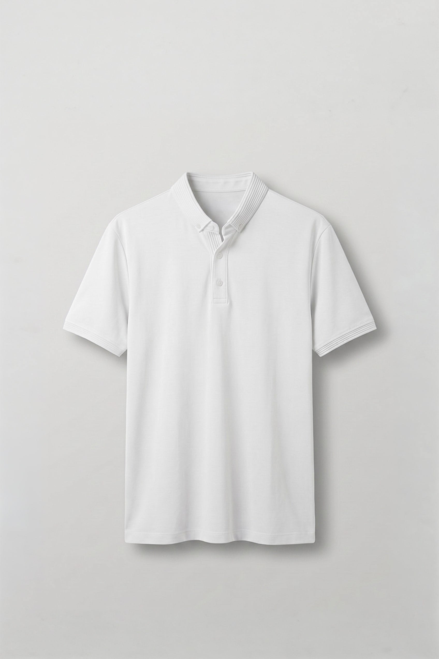 Erkek Slim Fit Düğmeli Triko Yaka Polo T-Shirt Beyaz