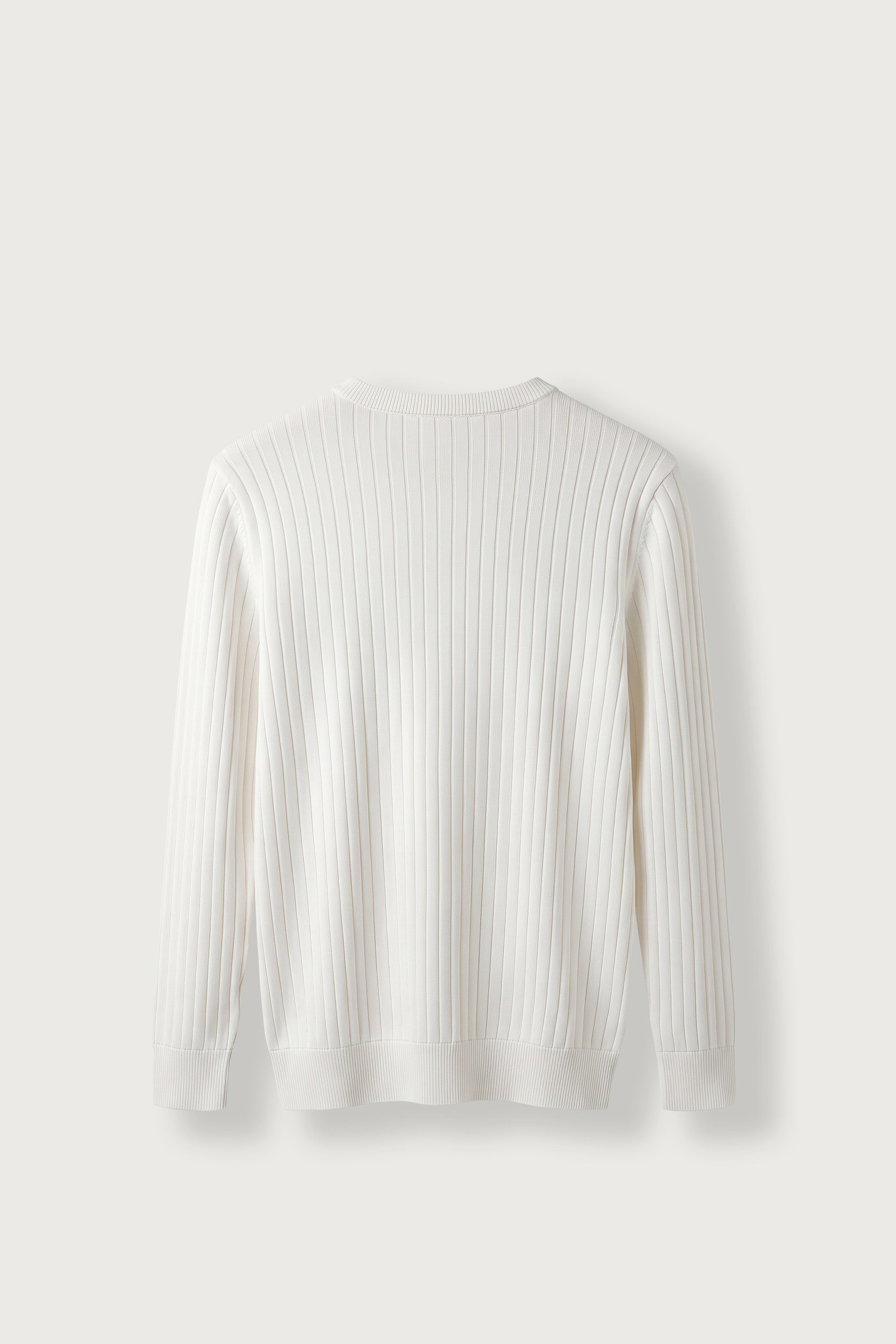 Erkek Slim Fit Fitilli Bisiklet Yaka Triko Kazak Ekru