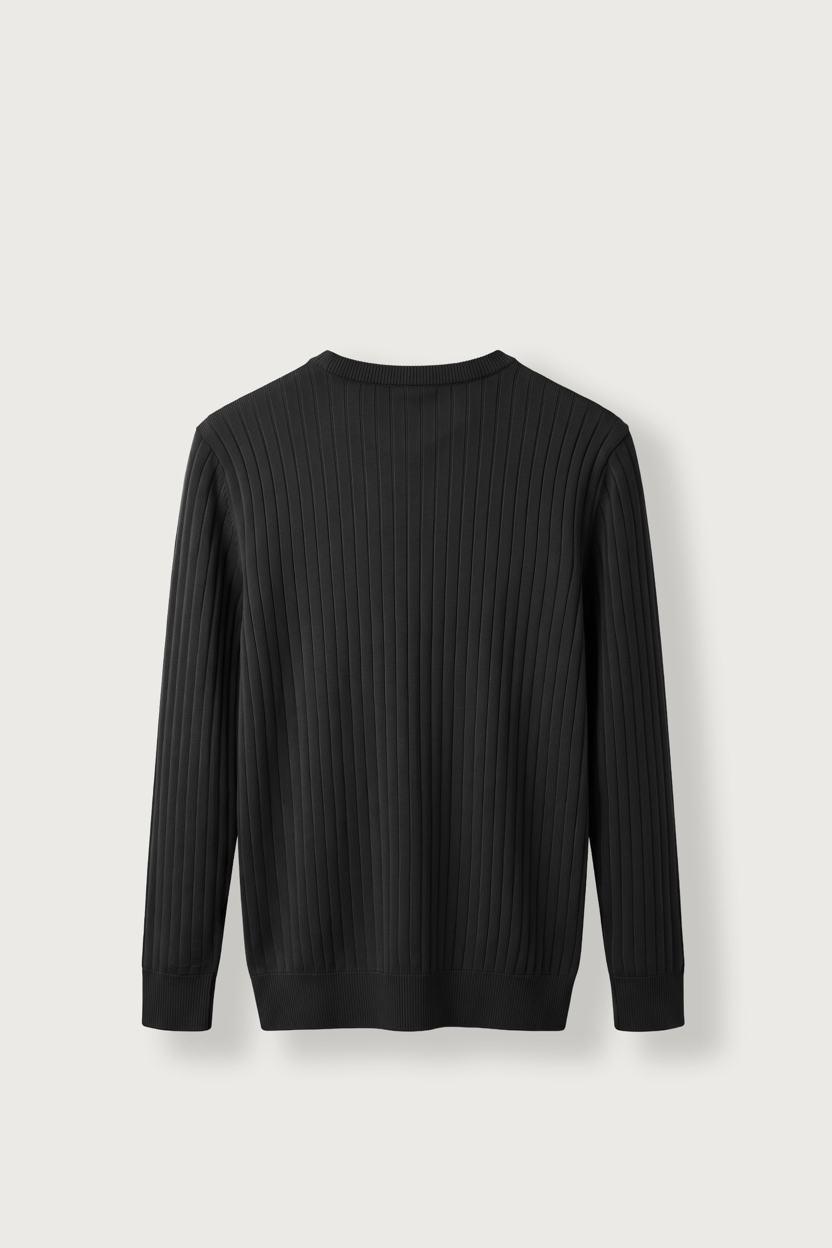Erkek Slim Fit Fitilli Bisiklet Yaka Triko Kazak Siyah
