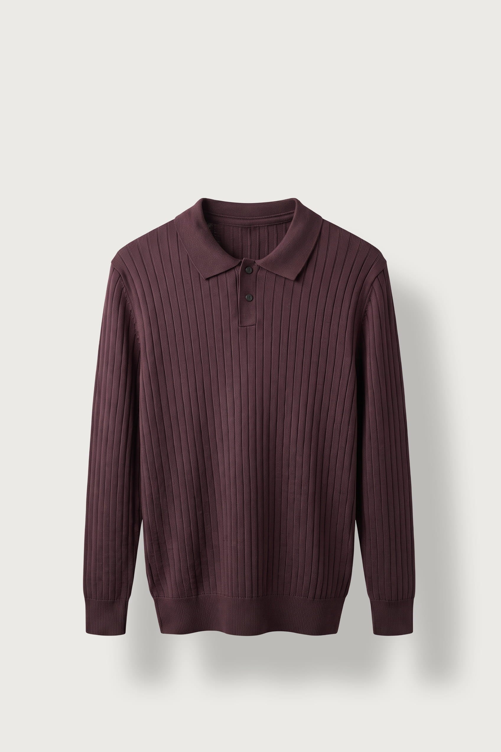 Erkek Slim Fit Fitilli Düğmeli Polo Yaka Triko Kazak Bordo