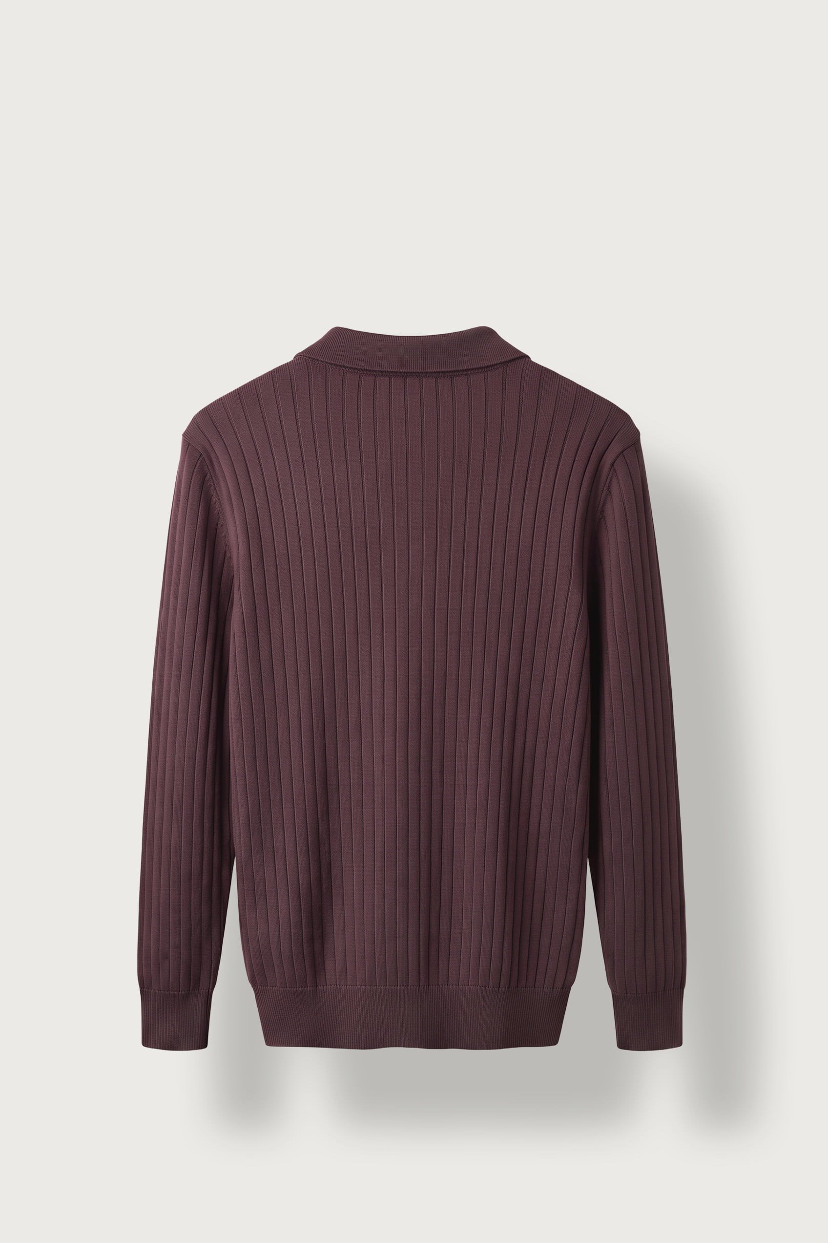 Erkek Slim Fit Fitilli Düğmeli Polo Yaka Triko Kazak Bordo