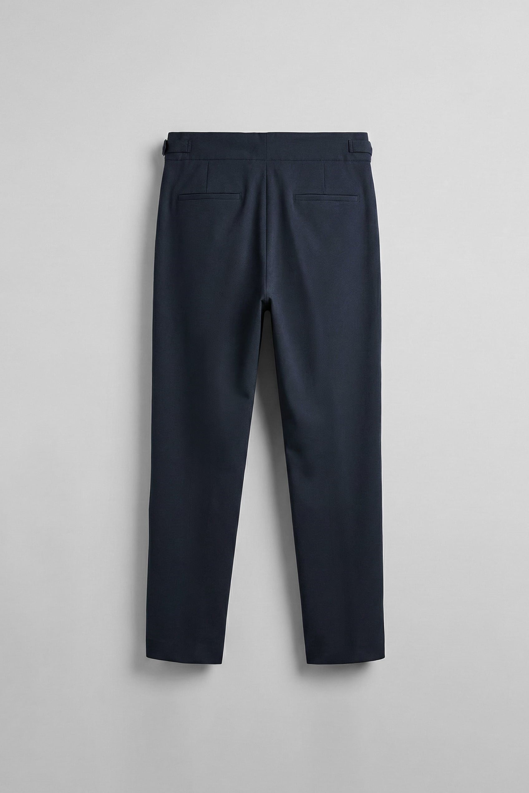 Erkek Slim Fit İtalyan Kesim Yan Tokalı Çift Düğmeli Pantolon Lacivert