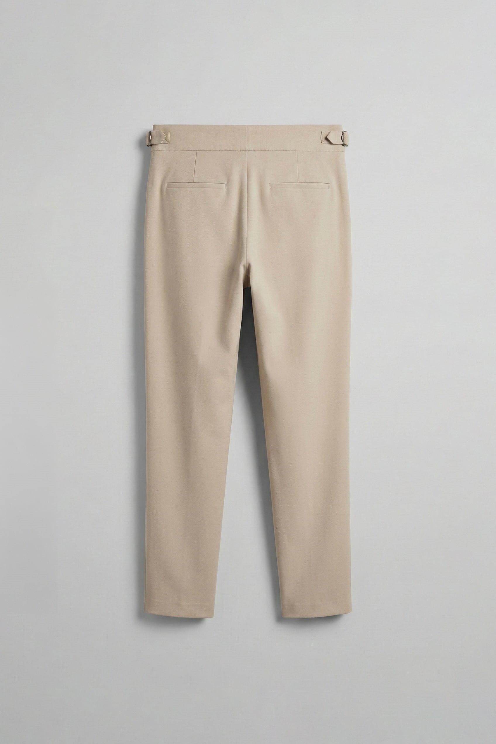 Erkek Slim Fit İtalyan Kesim Yan Tokalı Çift Düğmeli Pantolon Bej