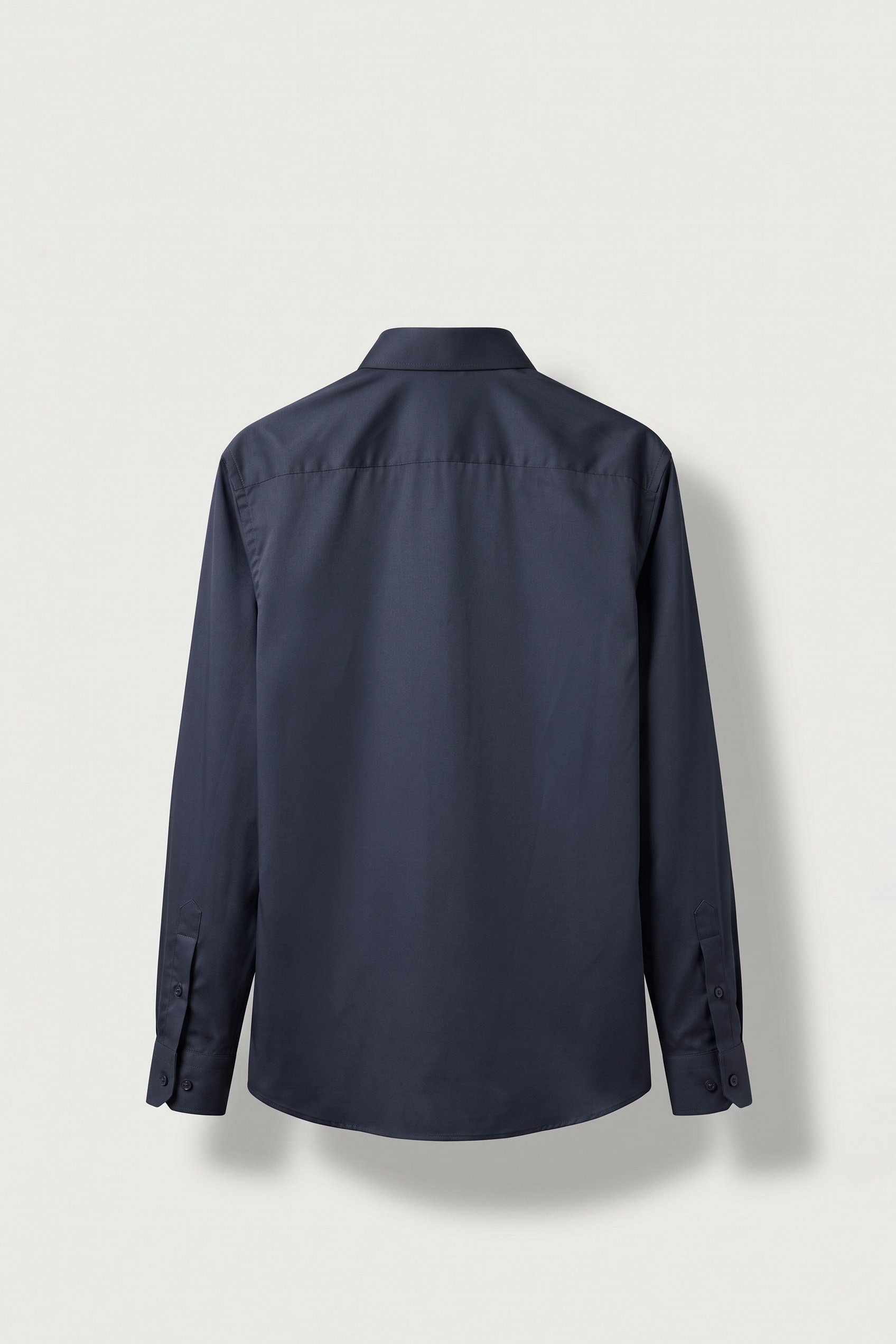 Erkek Slim Fit Pamuk Klasik Yaka Uzun Kollu Gömlek Lacivert