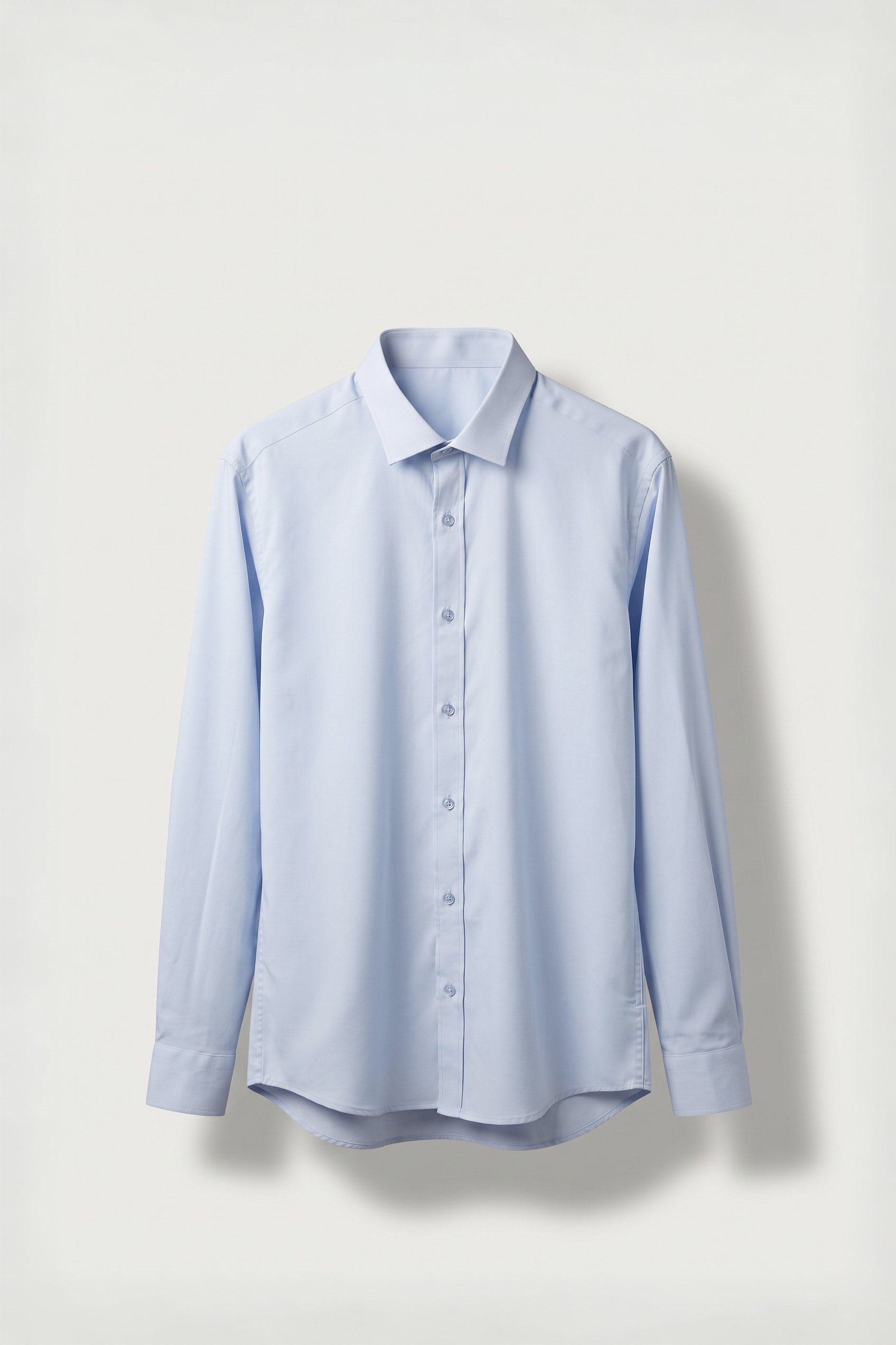Erkek Slim Fit Pamuk Klasik Yaka Uzun Kollu Gömlek Mavi
