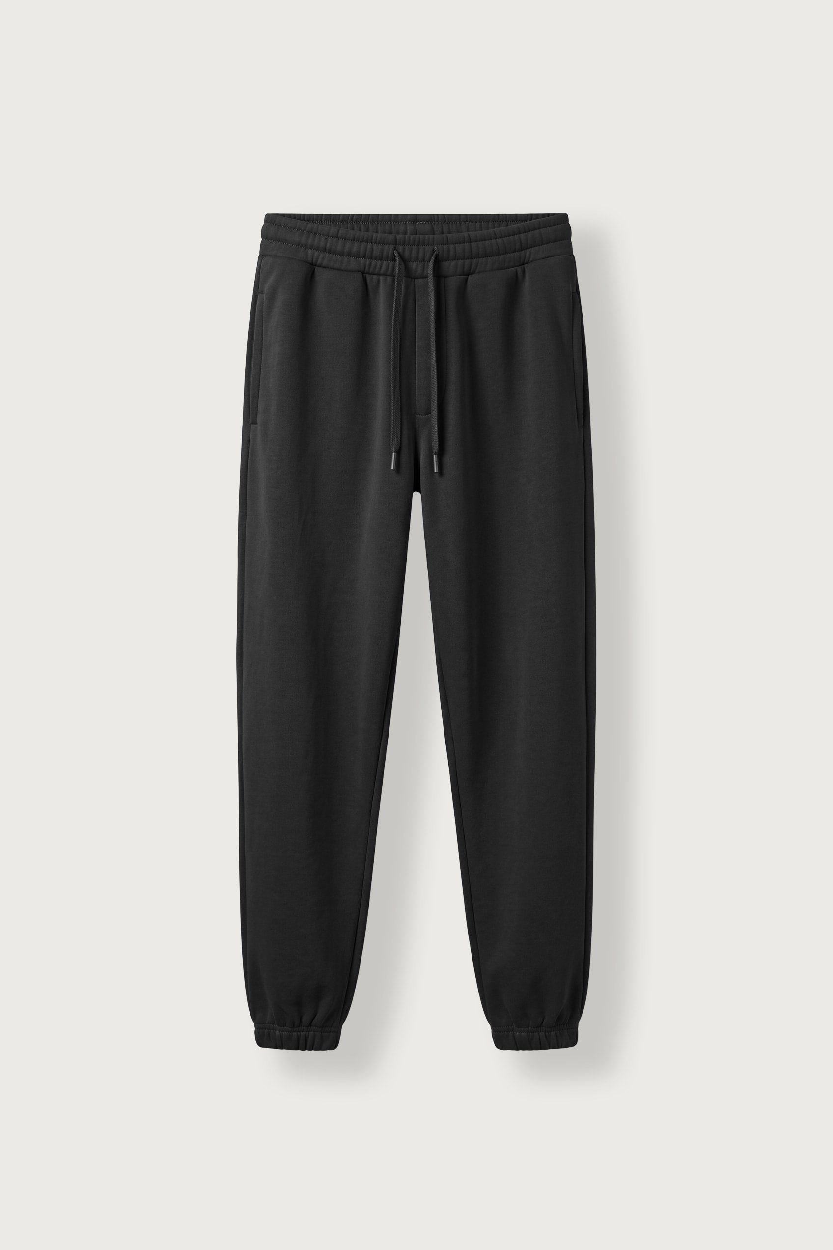 Erkek Slim Fit Şardonlu Pamuklu Eşofman Altı Siyah