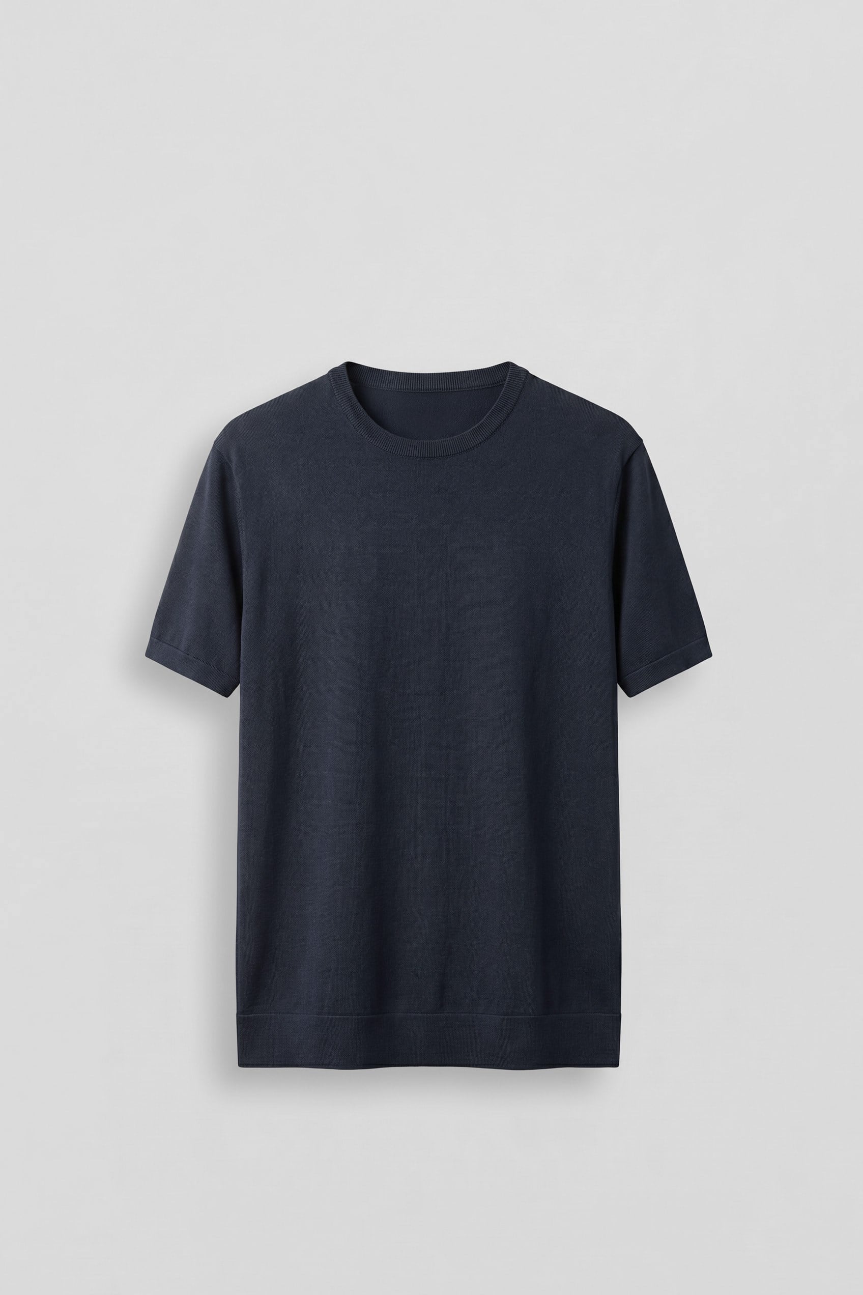 Erkek Slim Fit Triko Bisiklet Yaka Basic T-Shirt Lacivert