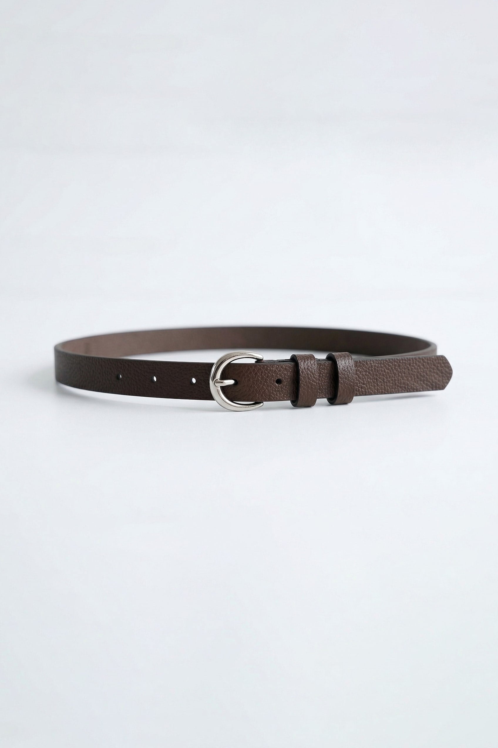 Erkek Smart Casual İnce Metal Tokalı Kemer Kahverengi