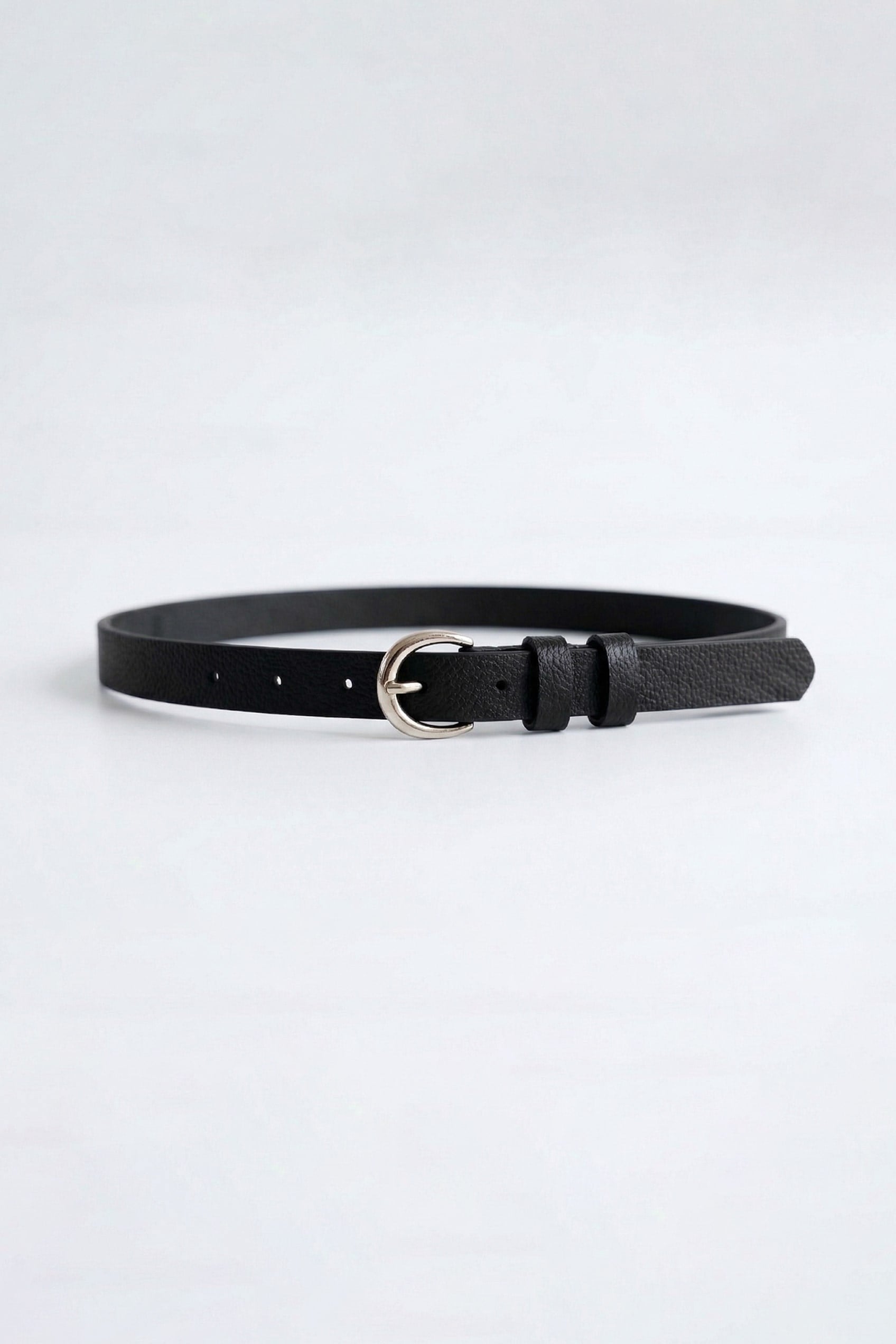 Erkek Smart Casual İnce Metal Tokalı Kemer Siyah