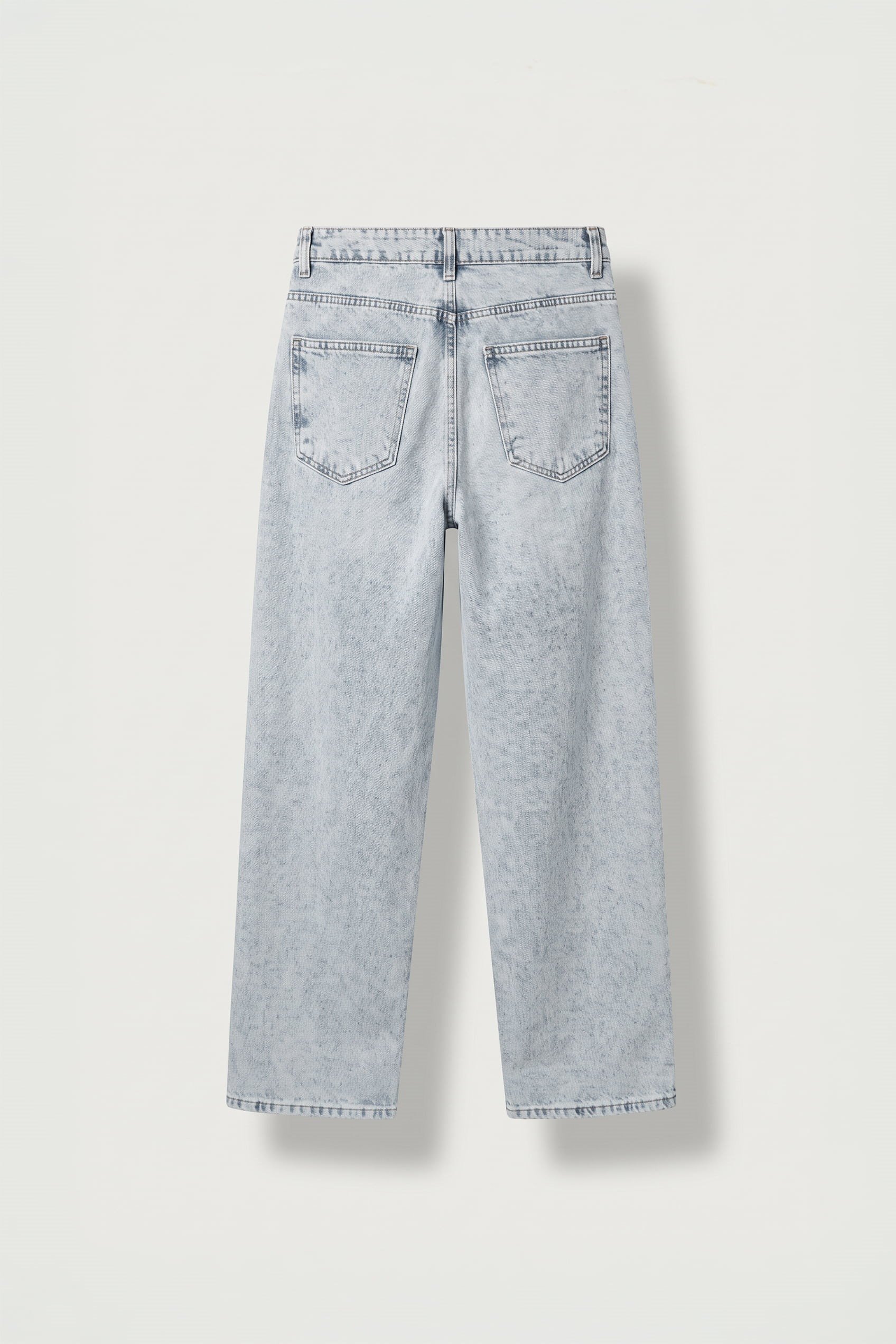 Erkek Süper Baggy Kemer Tokalı Yıkamalı Jean Buz Mavi