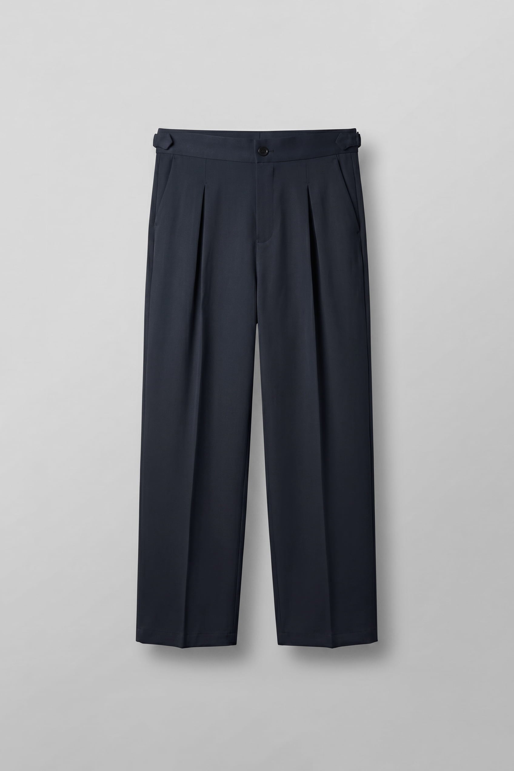 Erkek Süper Baggy Pileli Geniş Paça Gabardin Pantolon Lacivert