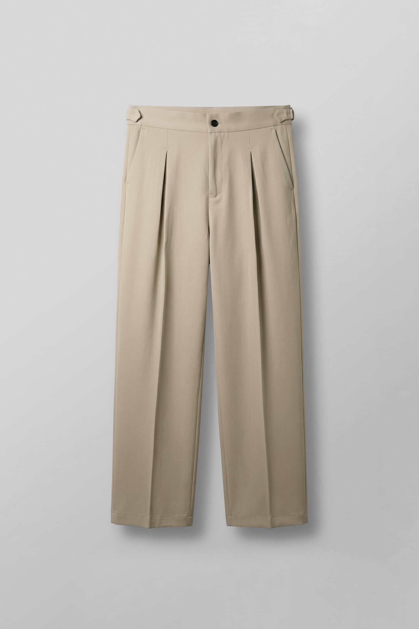Erkek Süper Baggy Pileli Geniş Paça Gabardin Pantolon Bej