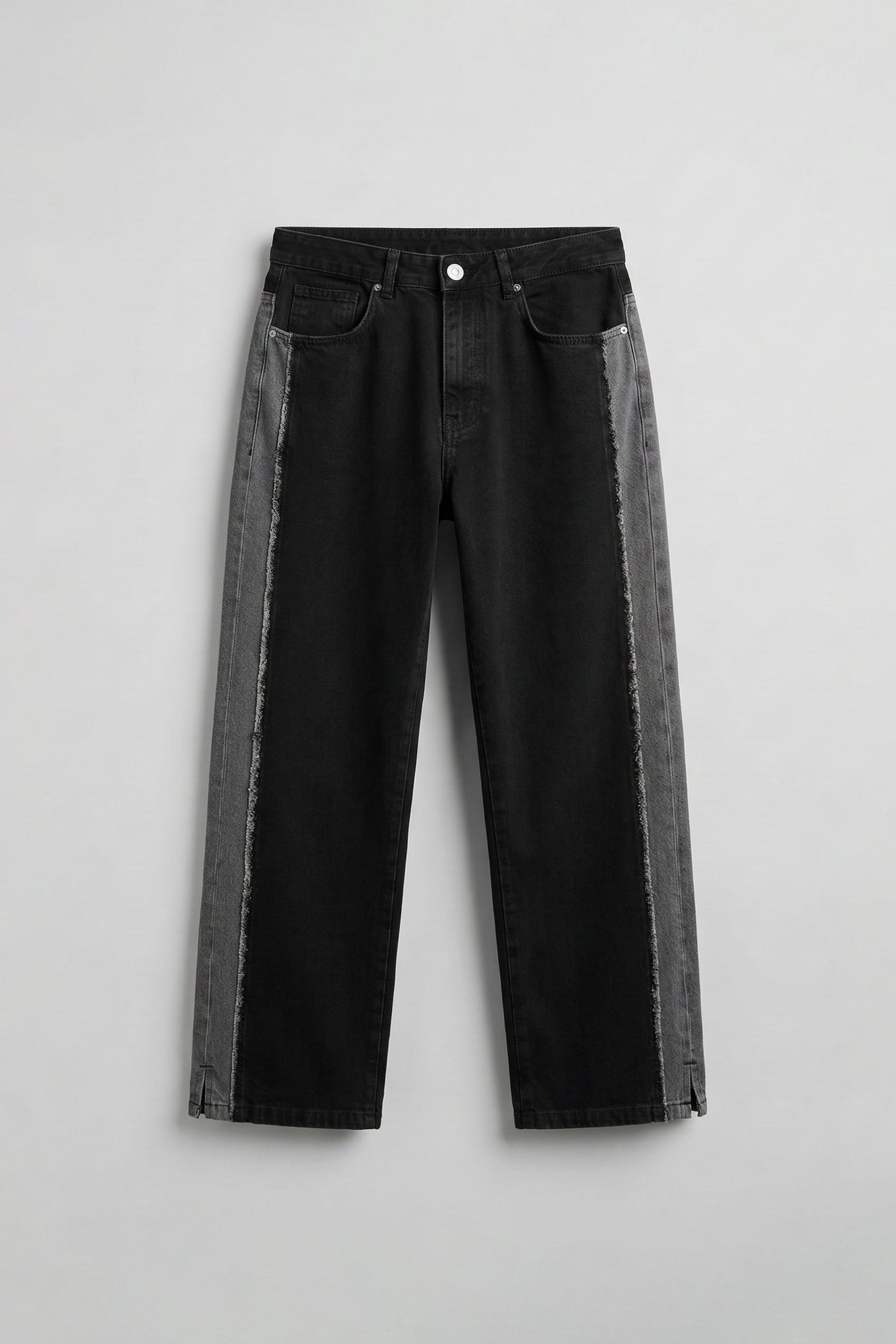 Erkek Süper Baggy Yan Panel Detaylı Jean Pantolon Siyah